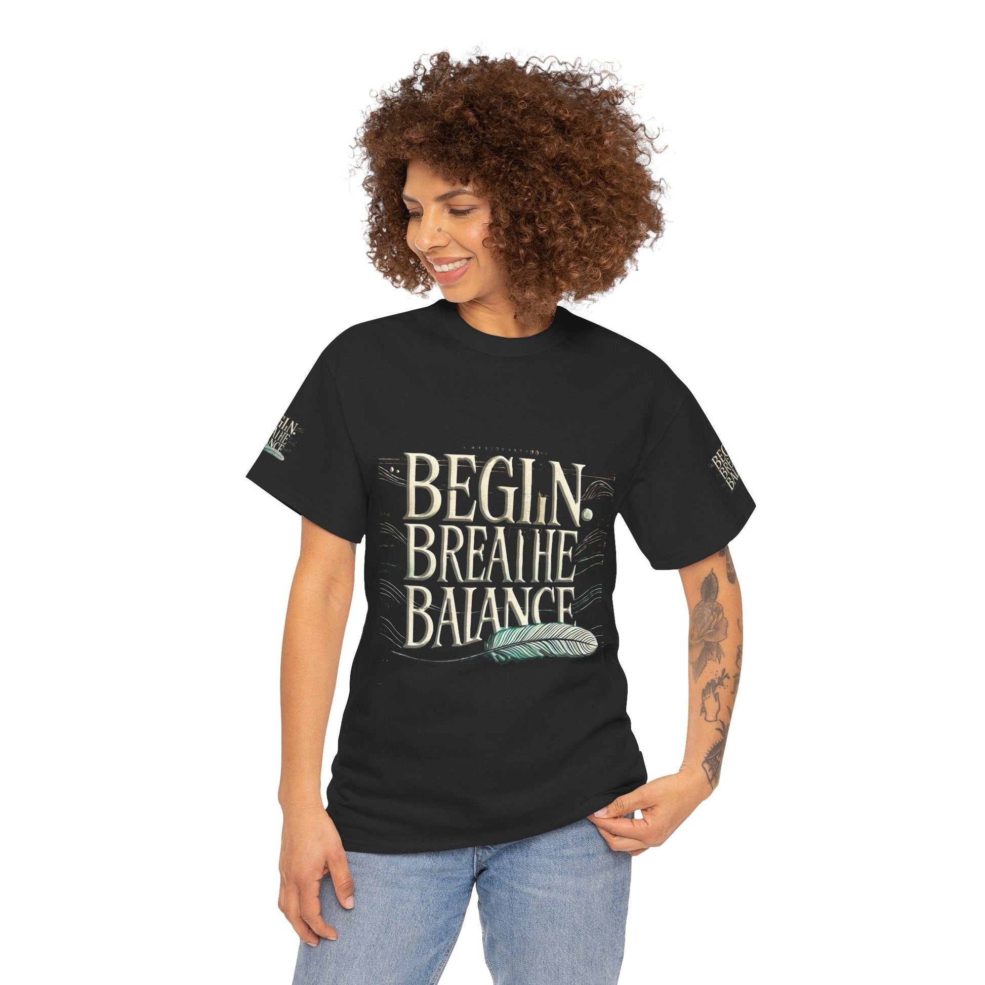 Unisex Heavy Cotton T-shirt Begin Breathe Balance t-shirt for Comfort