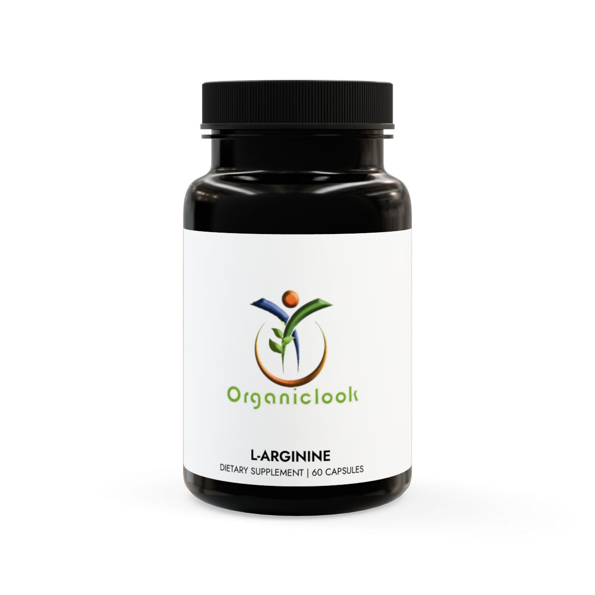 L-Arginine Supplement bottle with 60 capsules for enhanced exercise performance and recovery.