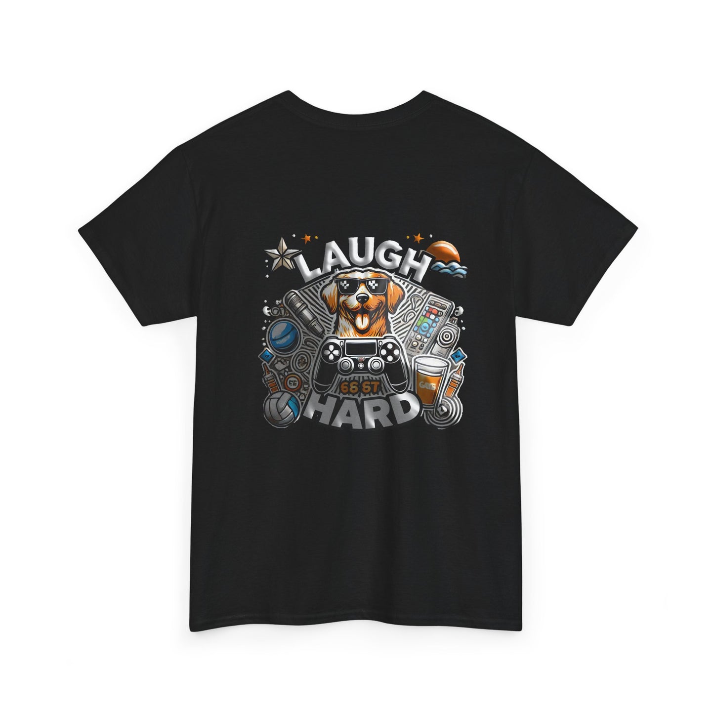 Unisex Heavy Cotton Tee " Laugh Hard " Black