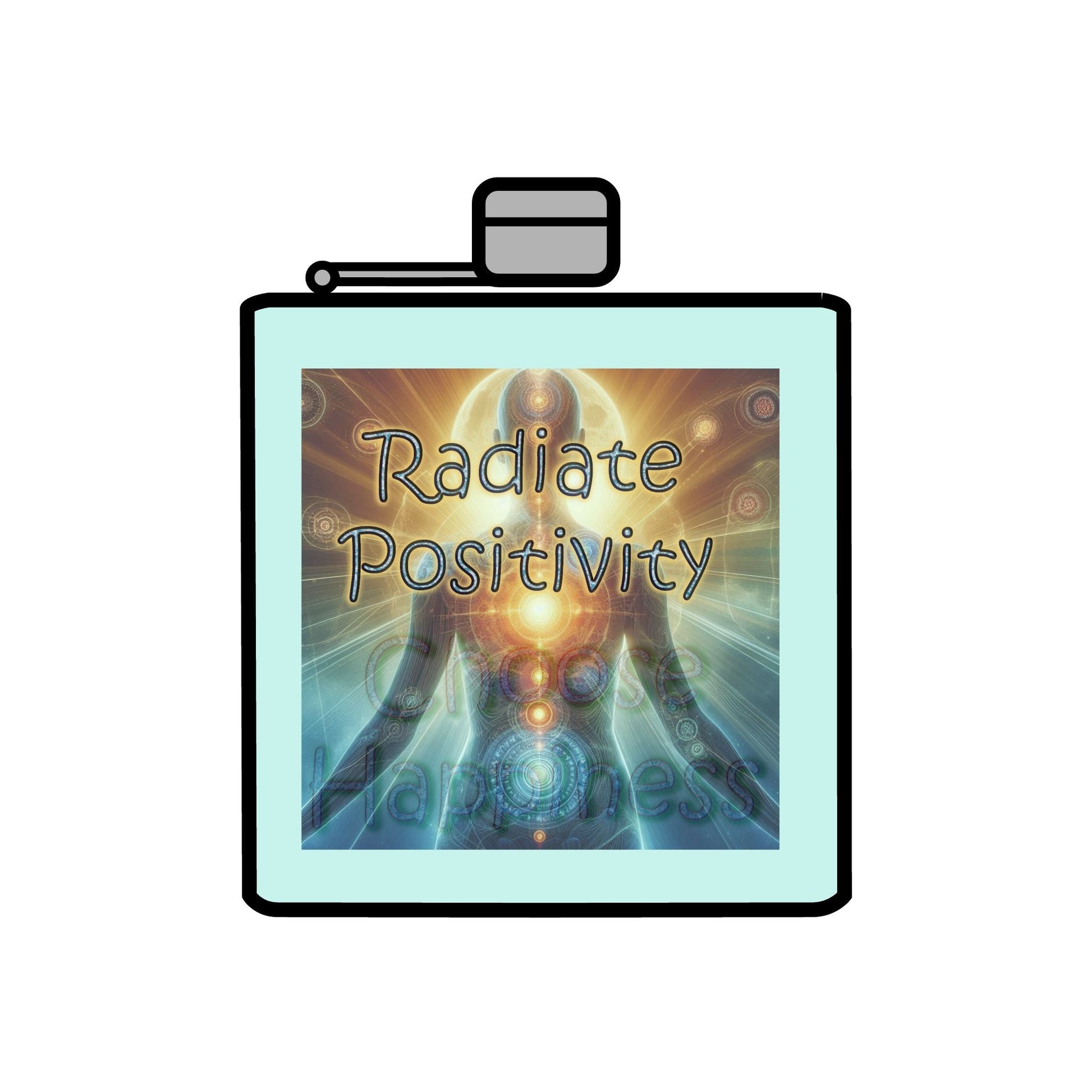 6oz stainless steel flask with radiate positivity design and durable vacuum insulation