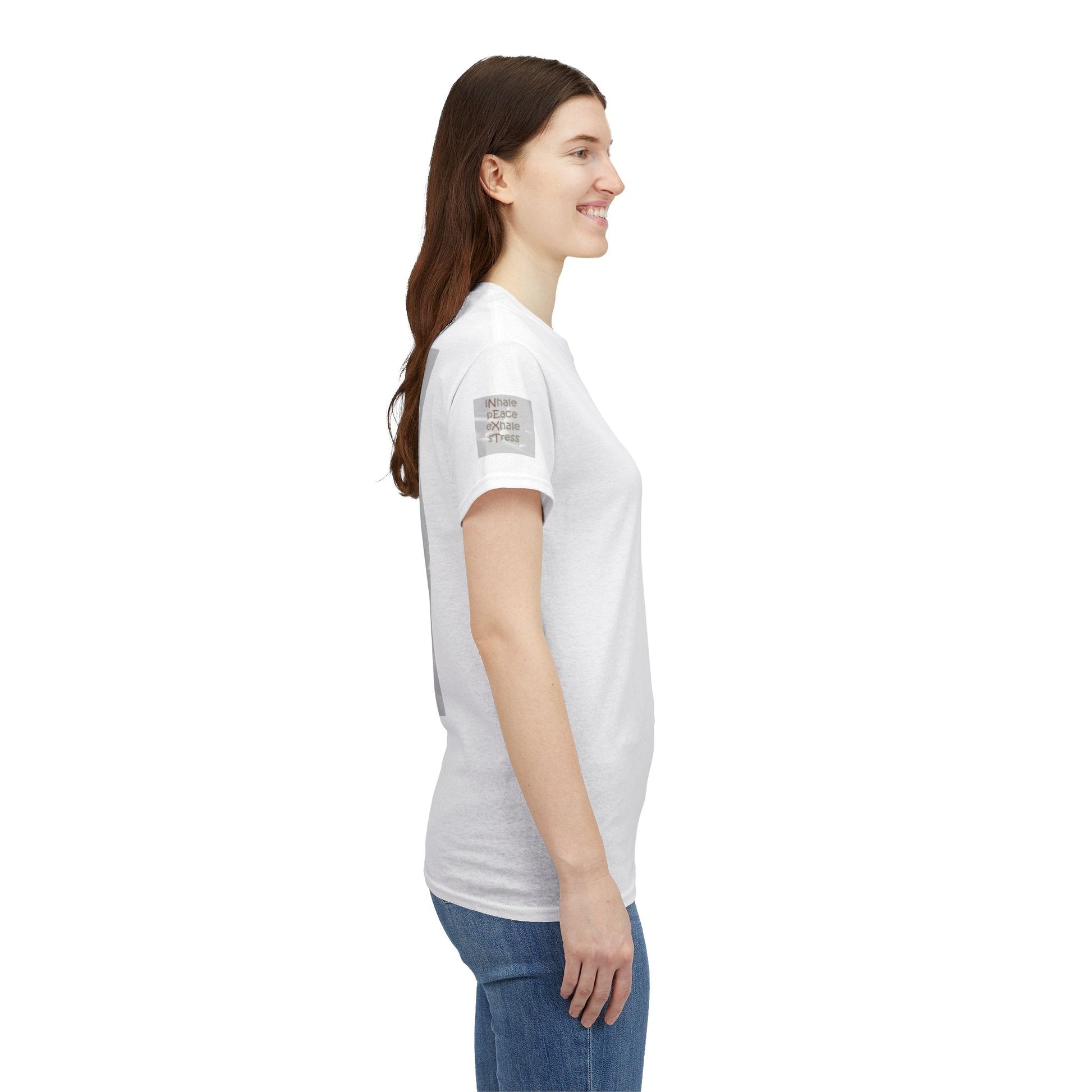 Unisex Heavy Cotton T-shirt - Inhale Peace Exhale Stress for Everyday