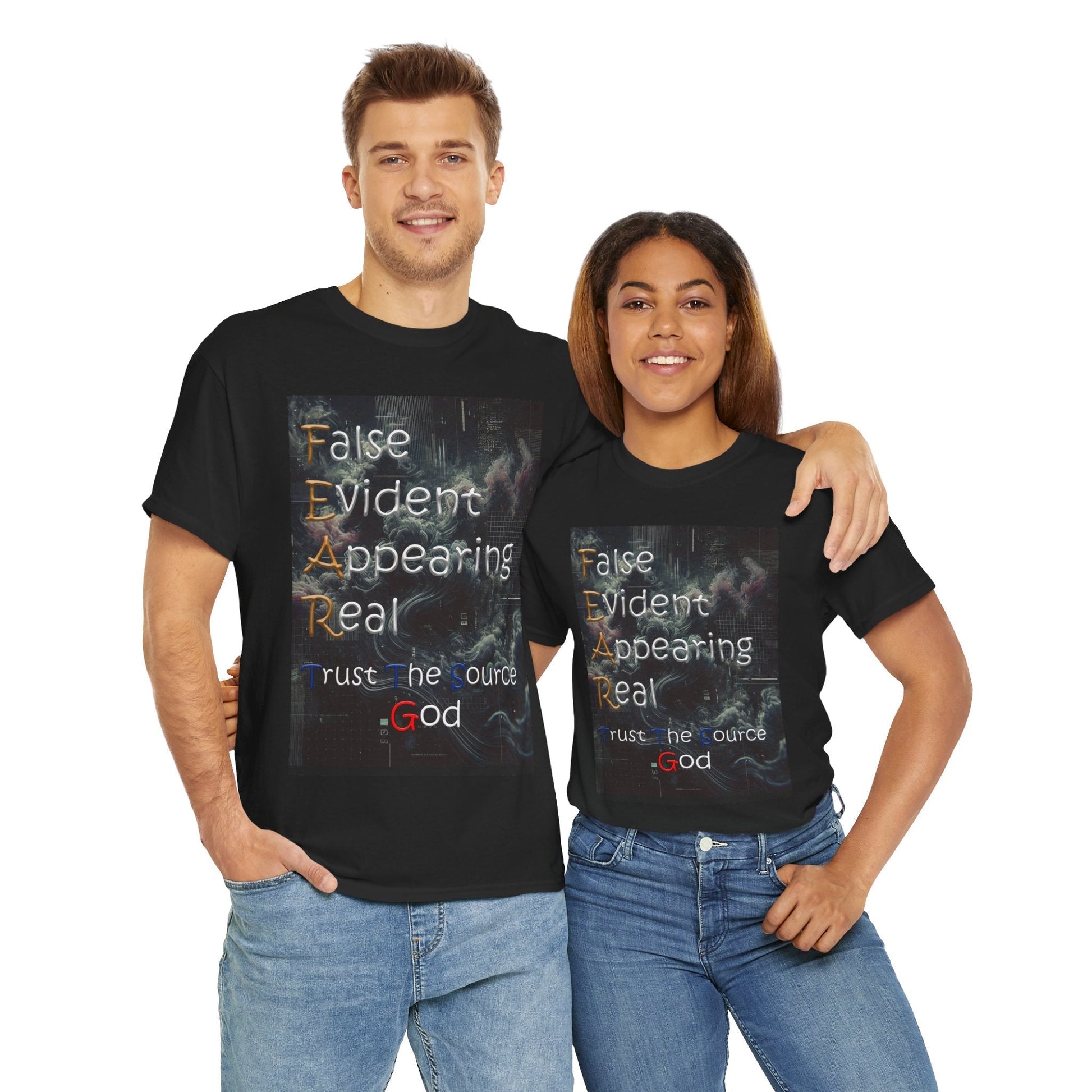 Inspirational Unisex Heavy Cotton T-shirt - False Evidence Appearing Real