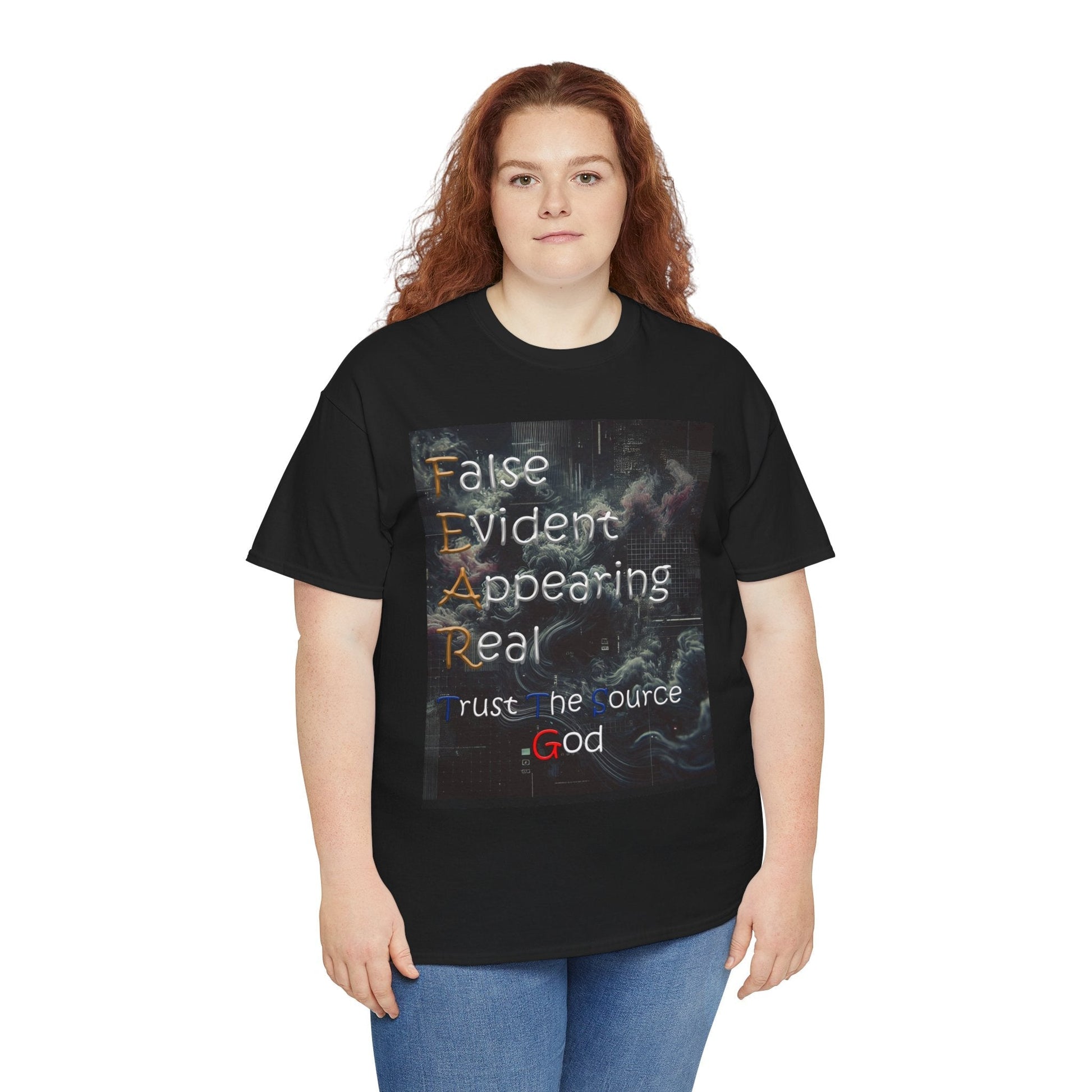 Inspirational Unisex Heavy Cotton T-shirt - False Evidence Appearing Real