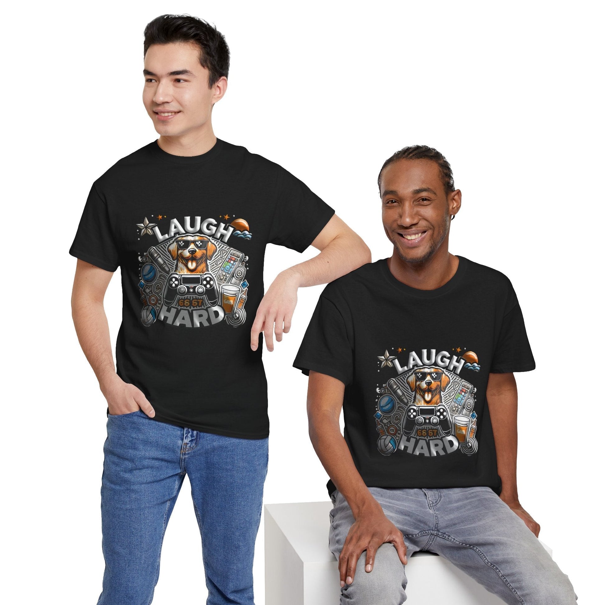 Heavy Cotton T-shirt " Laugh Hard " Classic Comfort, for Everyday