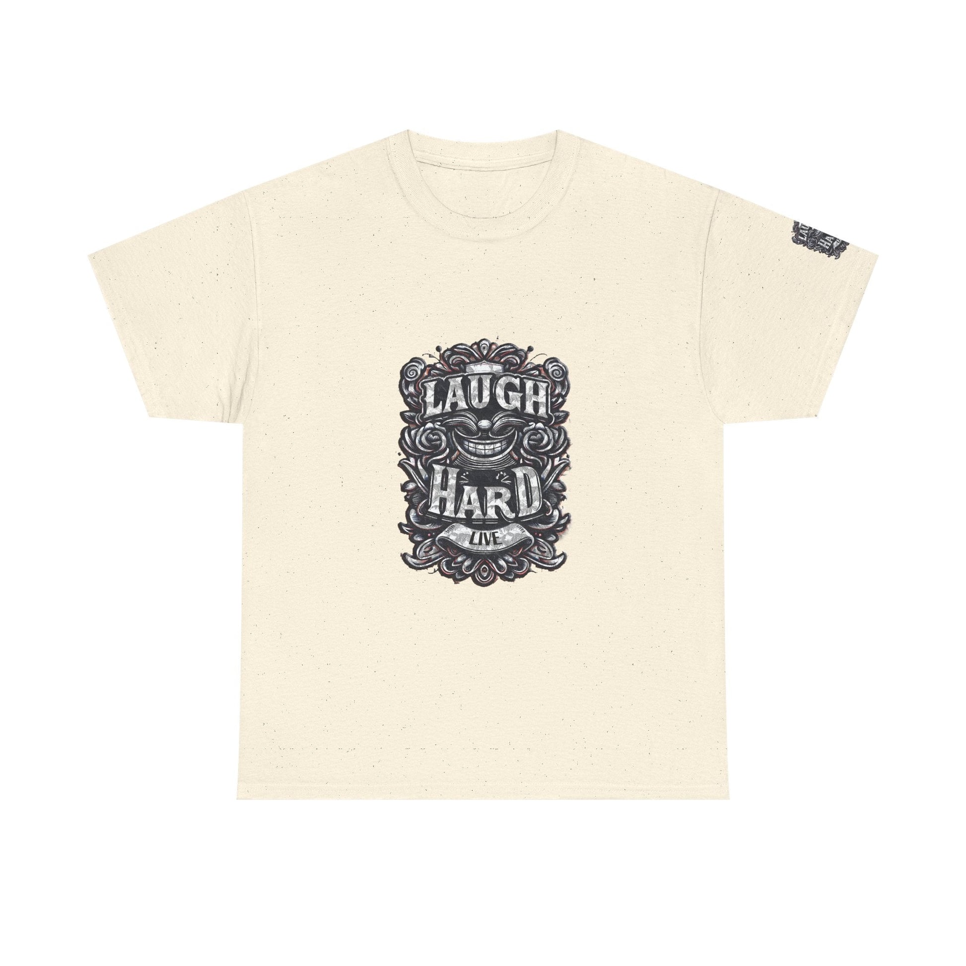 Unisex Heavy Cotton T-shirt - Laugh Hard - B&W Classic Comfort
