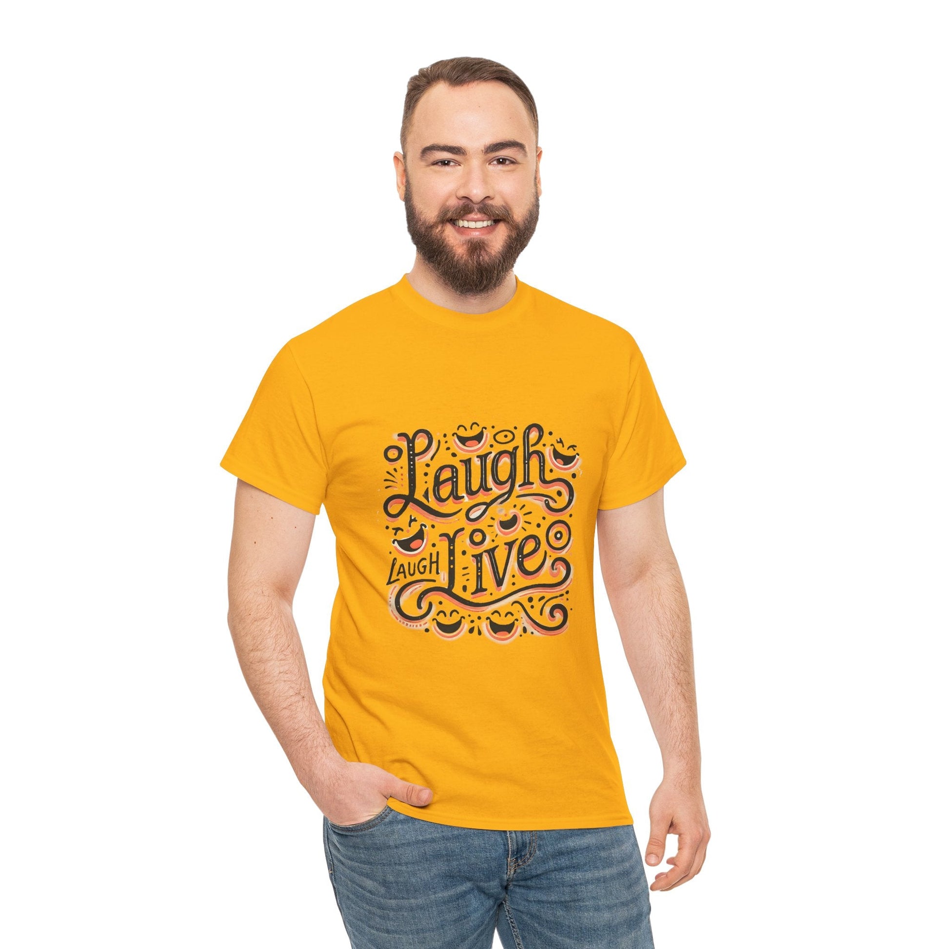 Unisex Heavy Cotton T-shirt  - Laugh Live III Built for Everyday Style