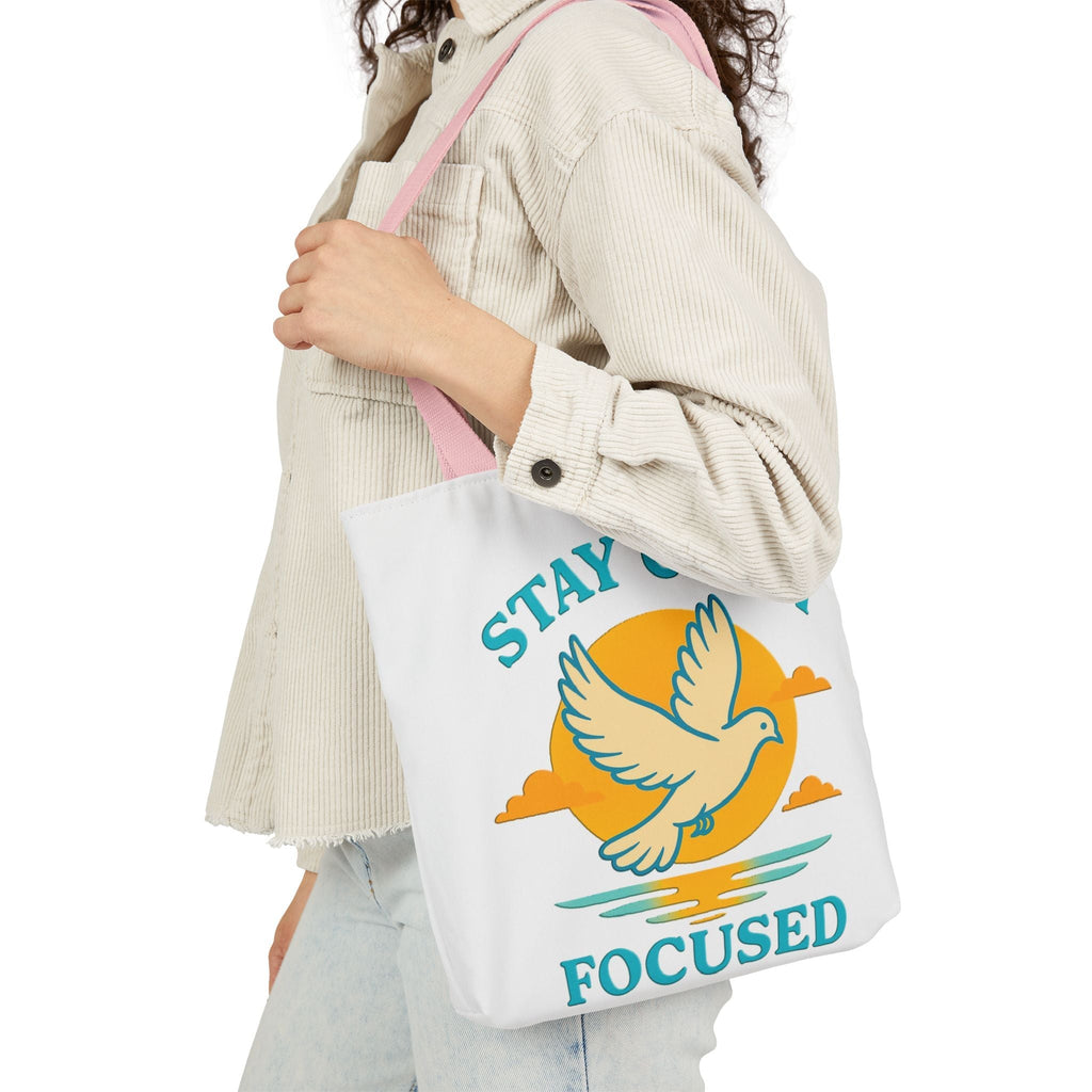 Canvas Tote Bag with Inspirational Quote - Stay Calm Focused