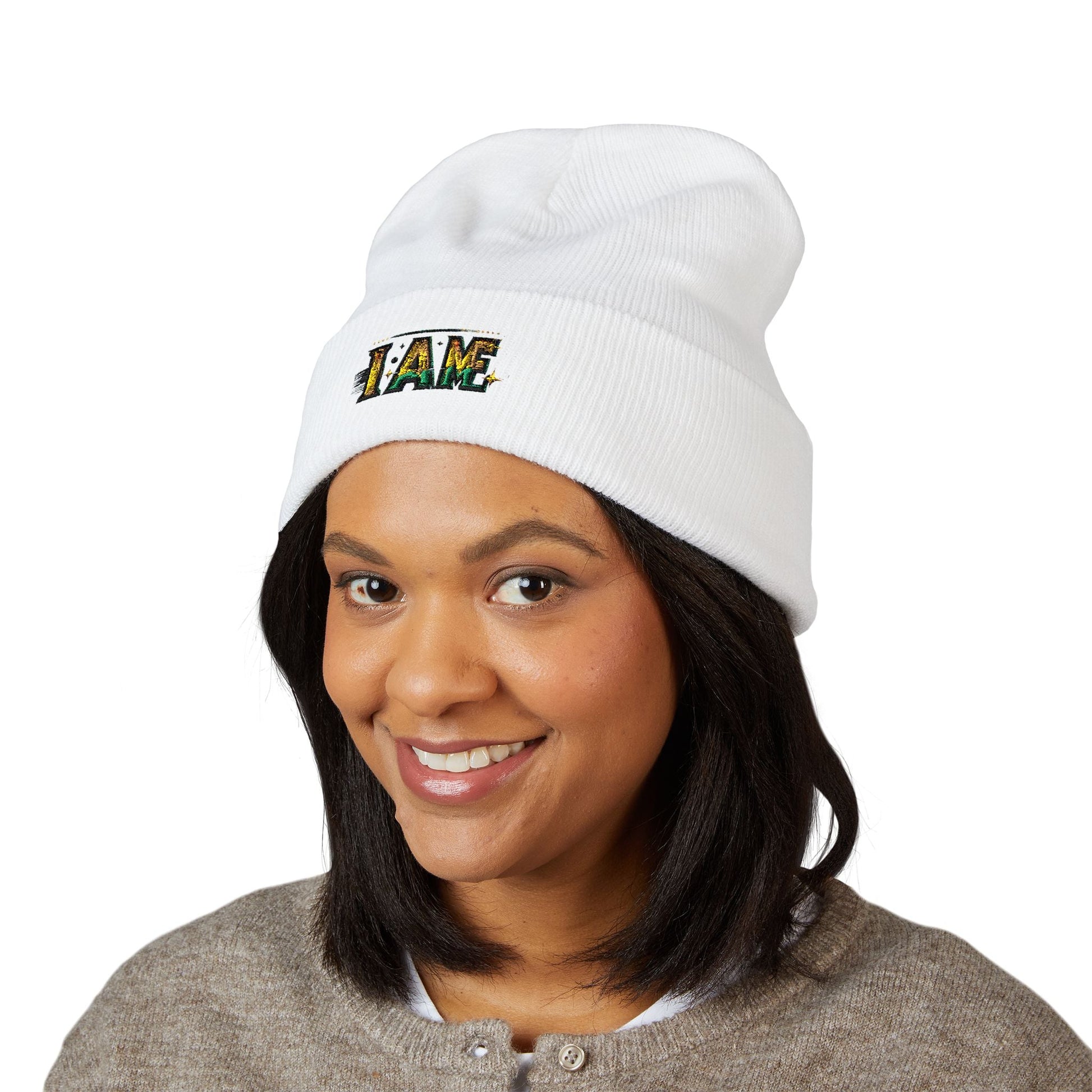 I AM Embroidered Classic Cuffed Beanie - Cozy Winter Headwear