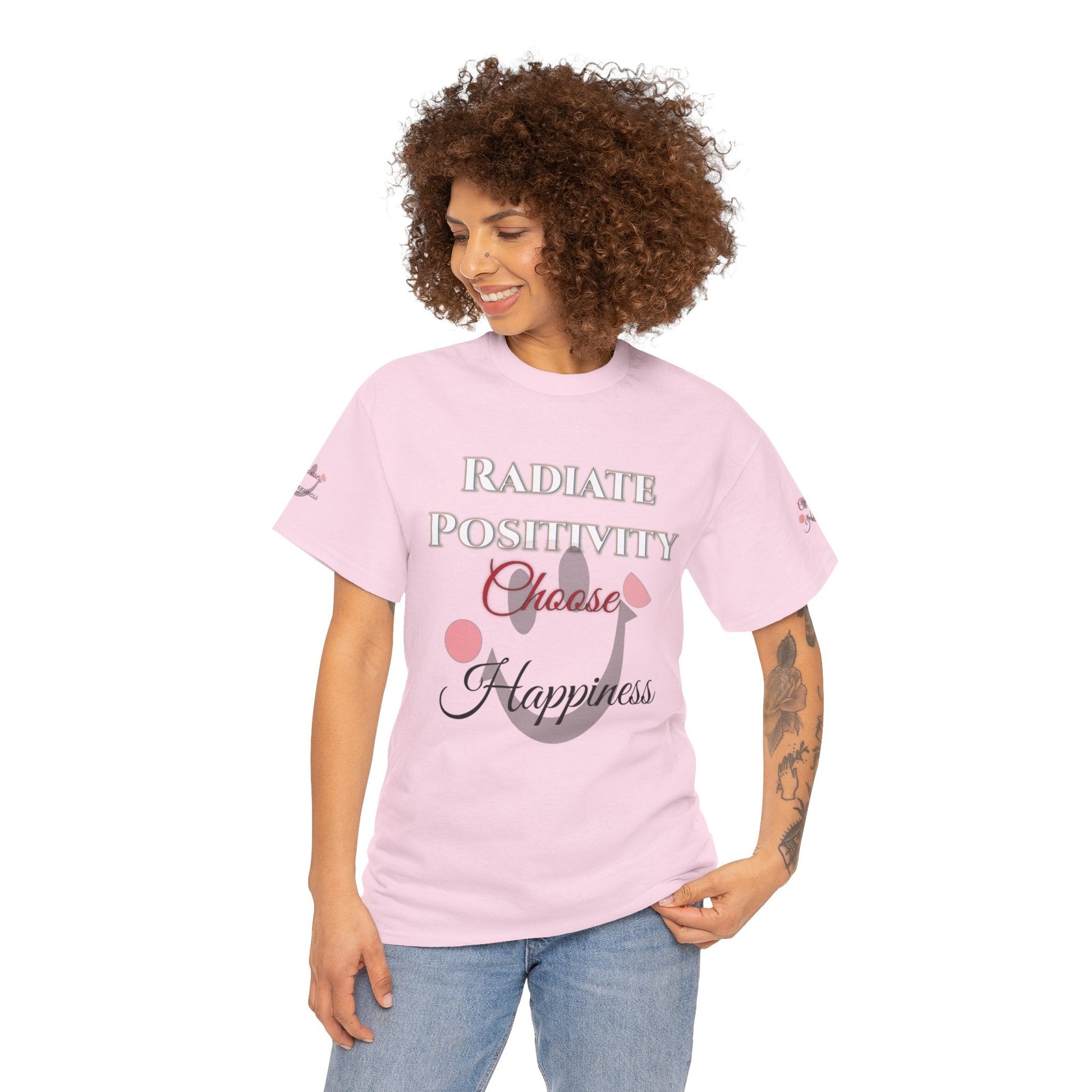 Unisex Heavy Cotton T-shirt - Radiate Positivity - Choose Happiness