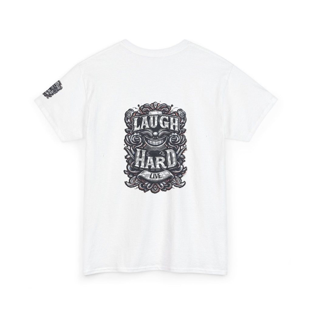 Unisex Heavy Cotton T-shirt - Laugh Hard - B&W Classic Comfort