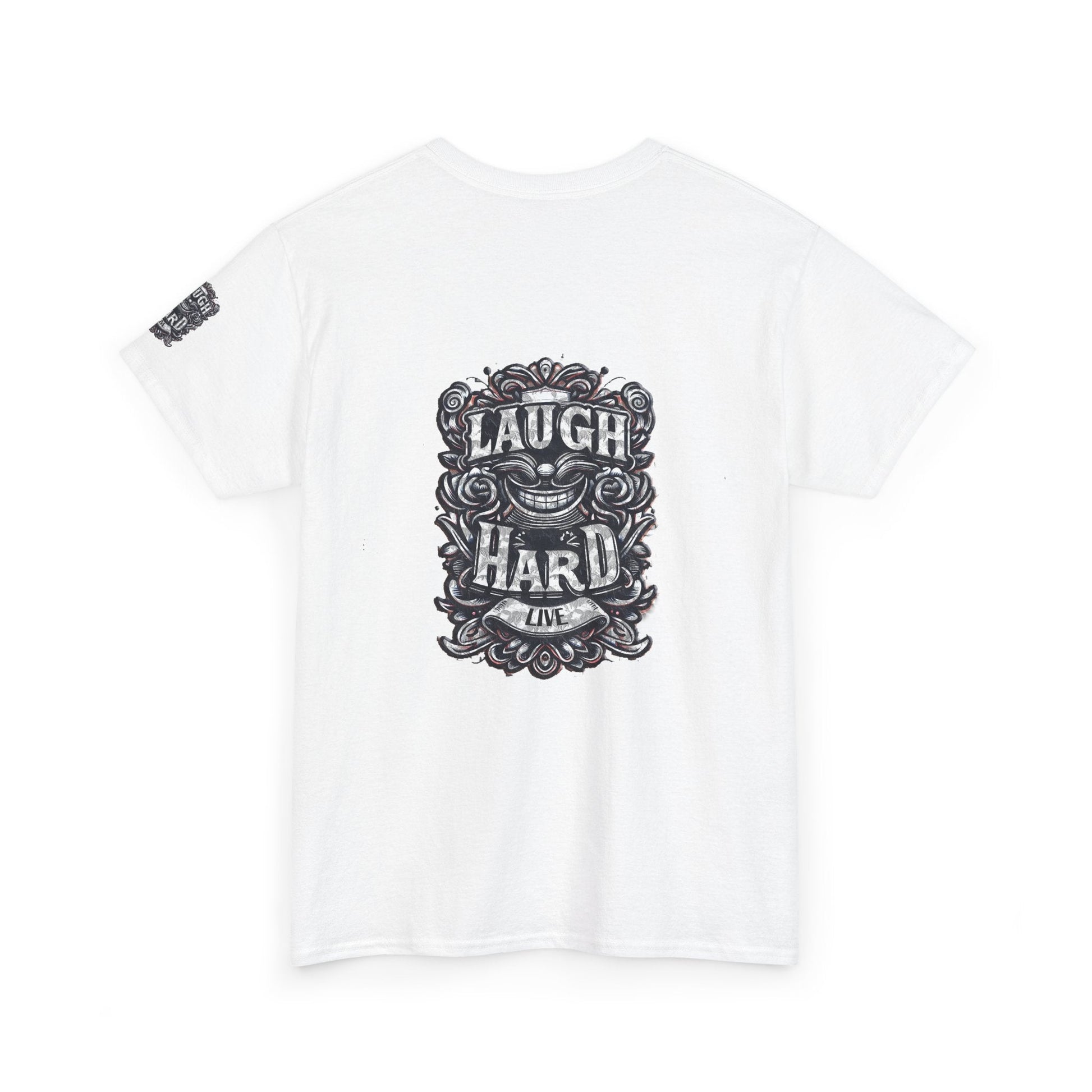 Unisex Heavy Cotton T-shirt - Laugh Hard - B&W Classic Comfort