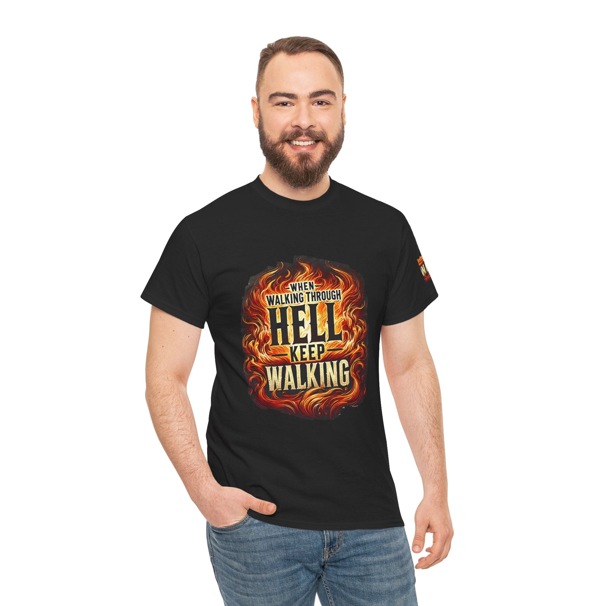 Unisex Heavy Cotton T-shirt - When Walking Through Hell Keep Walking