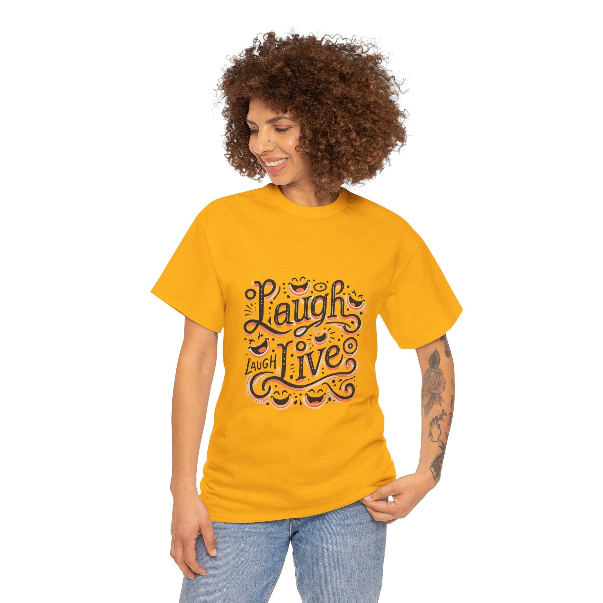 Unisex Heavy Cotton T-shirt  - Laugh Live III Built for Everyday Style
