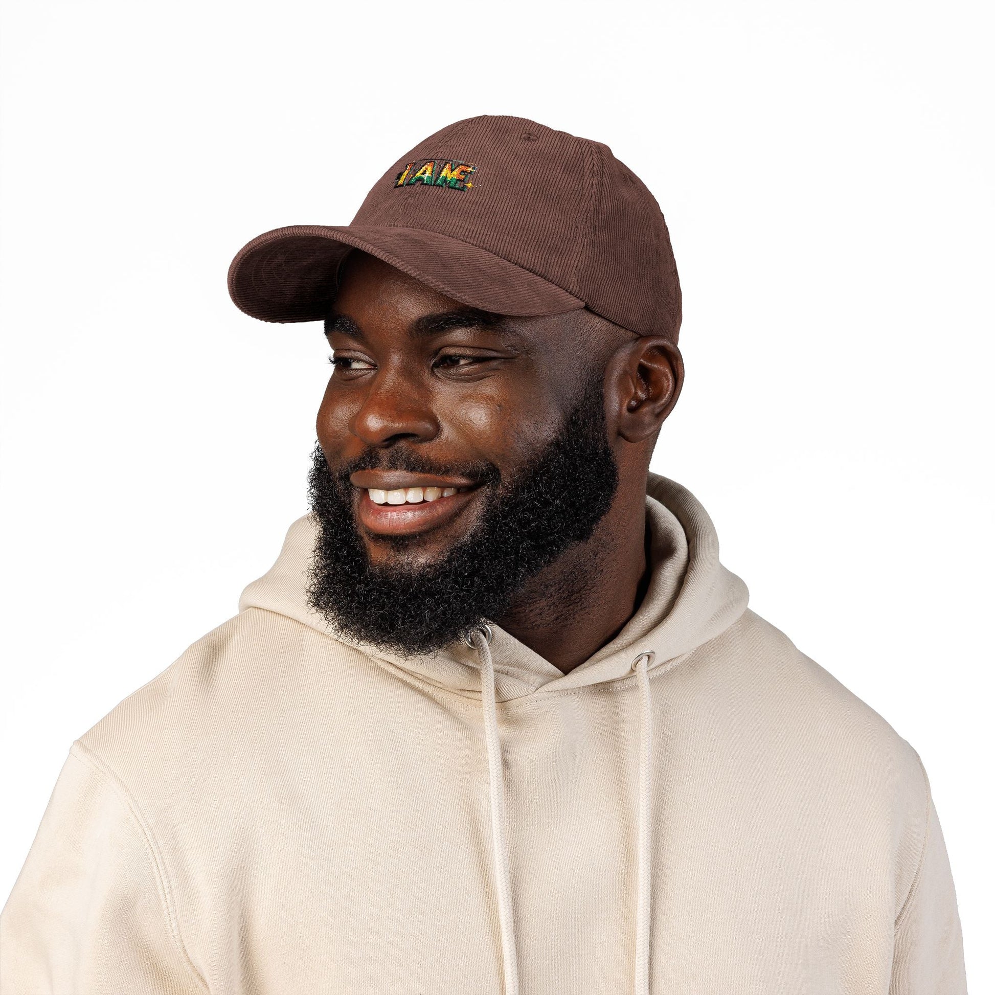 Vintage Corduroy Cap with I AM Embroidery | Trendy Bohemian Hat