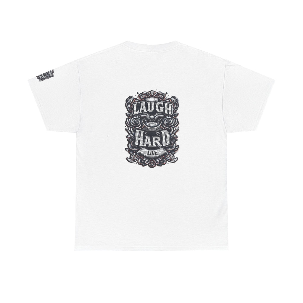 Unisex Heavy Cotton T-shirt - Laugh Hard - B&W Classic Comfort