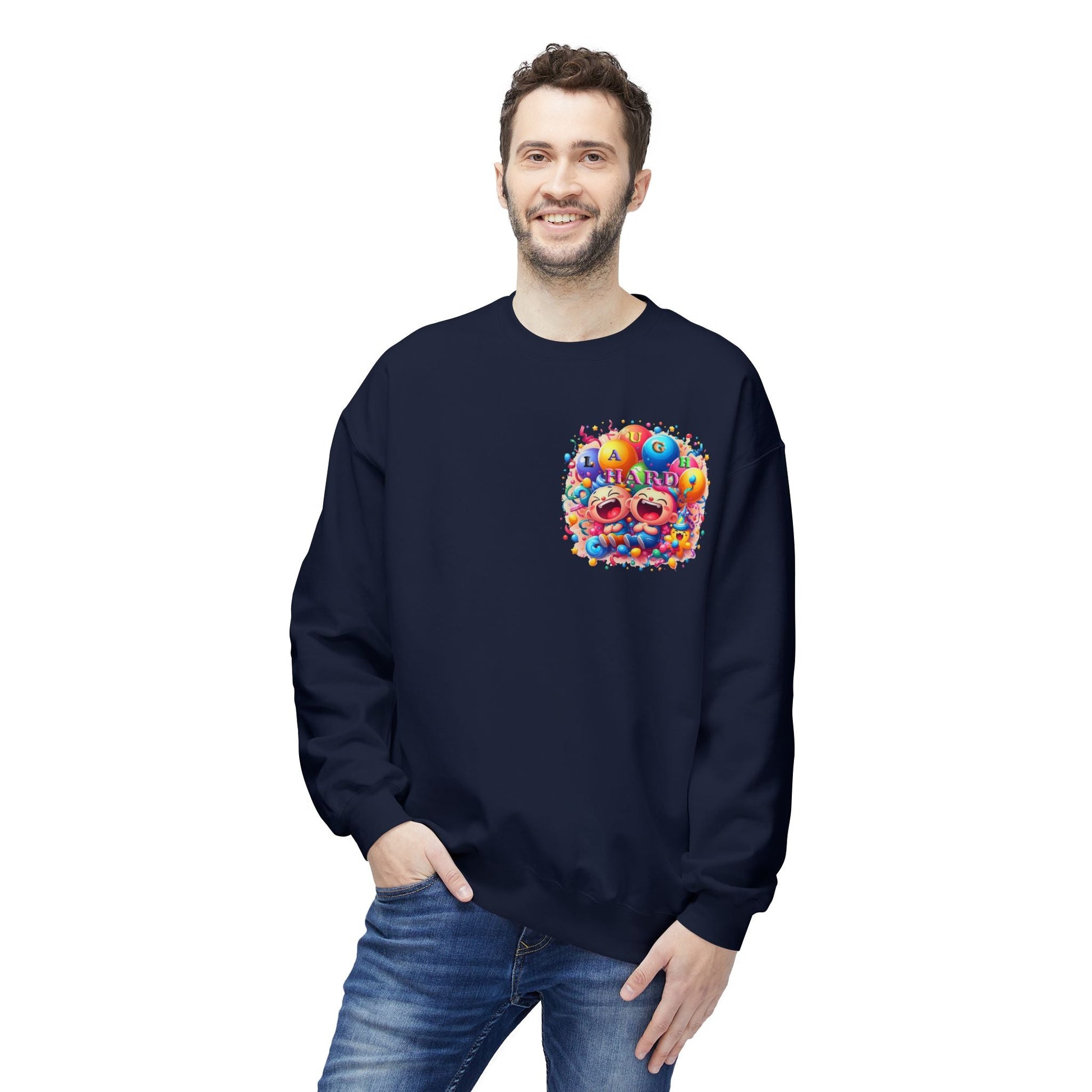 Unisex Midweight Softstyle Fleece Crewneck Sweatshirt Laugh Hard