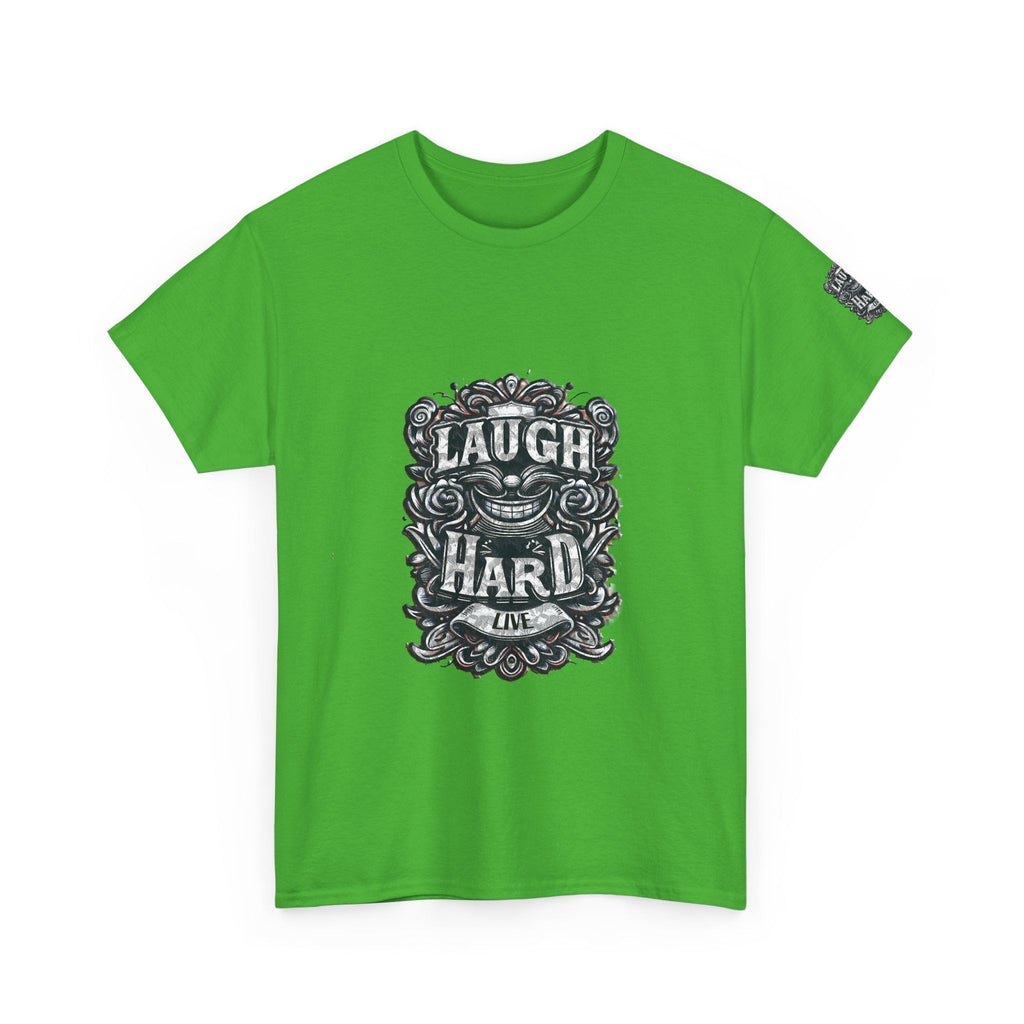 Unisex Heavy Cotton T-shirt - Laugh Hard - B&W Classic Comfort