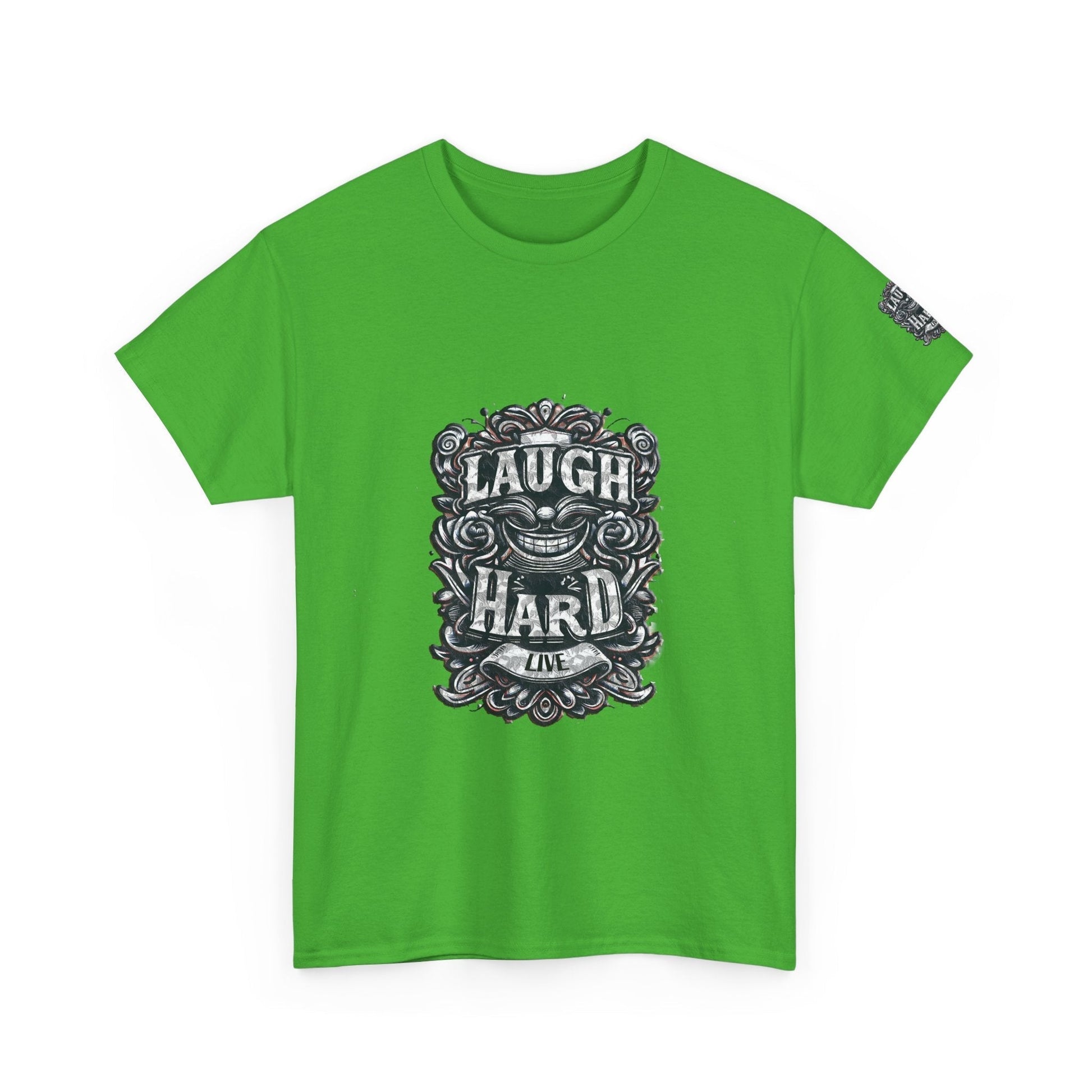Unisex Heavy Cotton T-shirt - Laugh Hard - B&W Classic Comfort