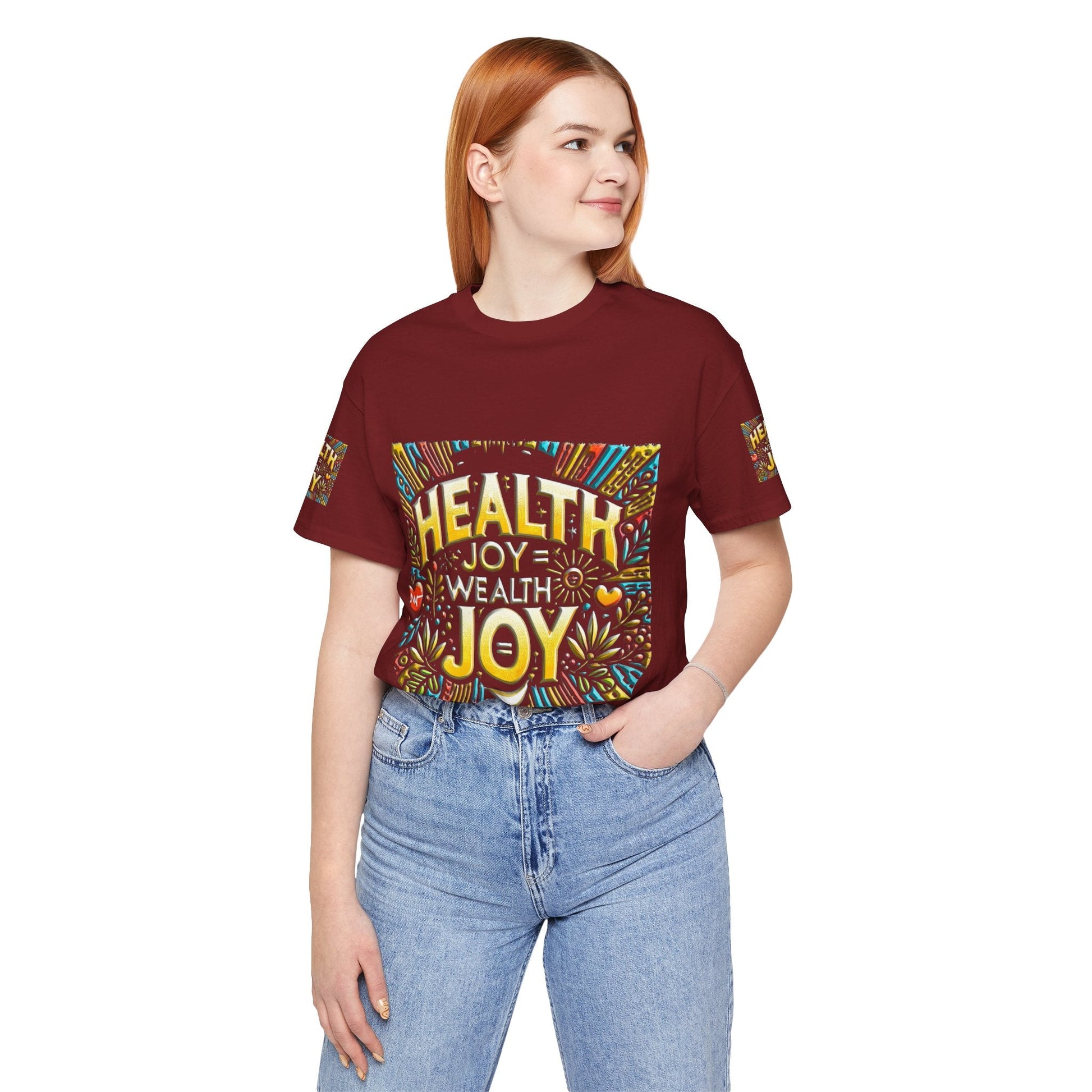 Unisex Jersey Short Sleeve T-shirt – Health Joy Wealth Joy | Comfy Fit