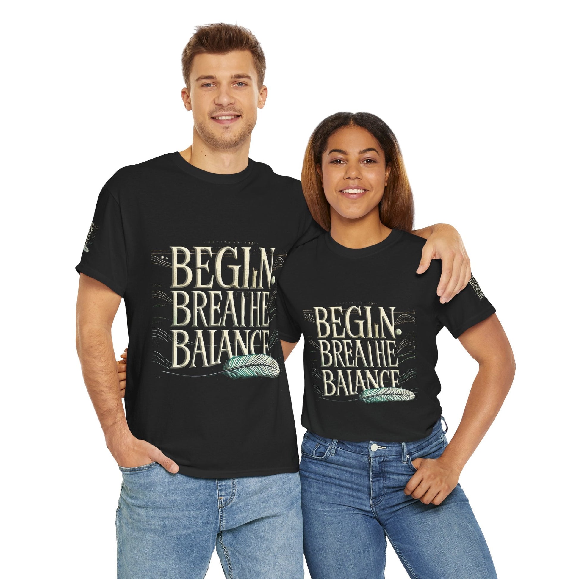 Unisex Heavy Cotton T-shirt  Begin Breathe Balance t-shirt for Comfort