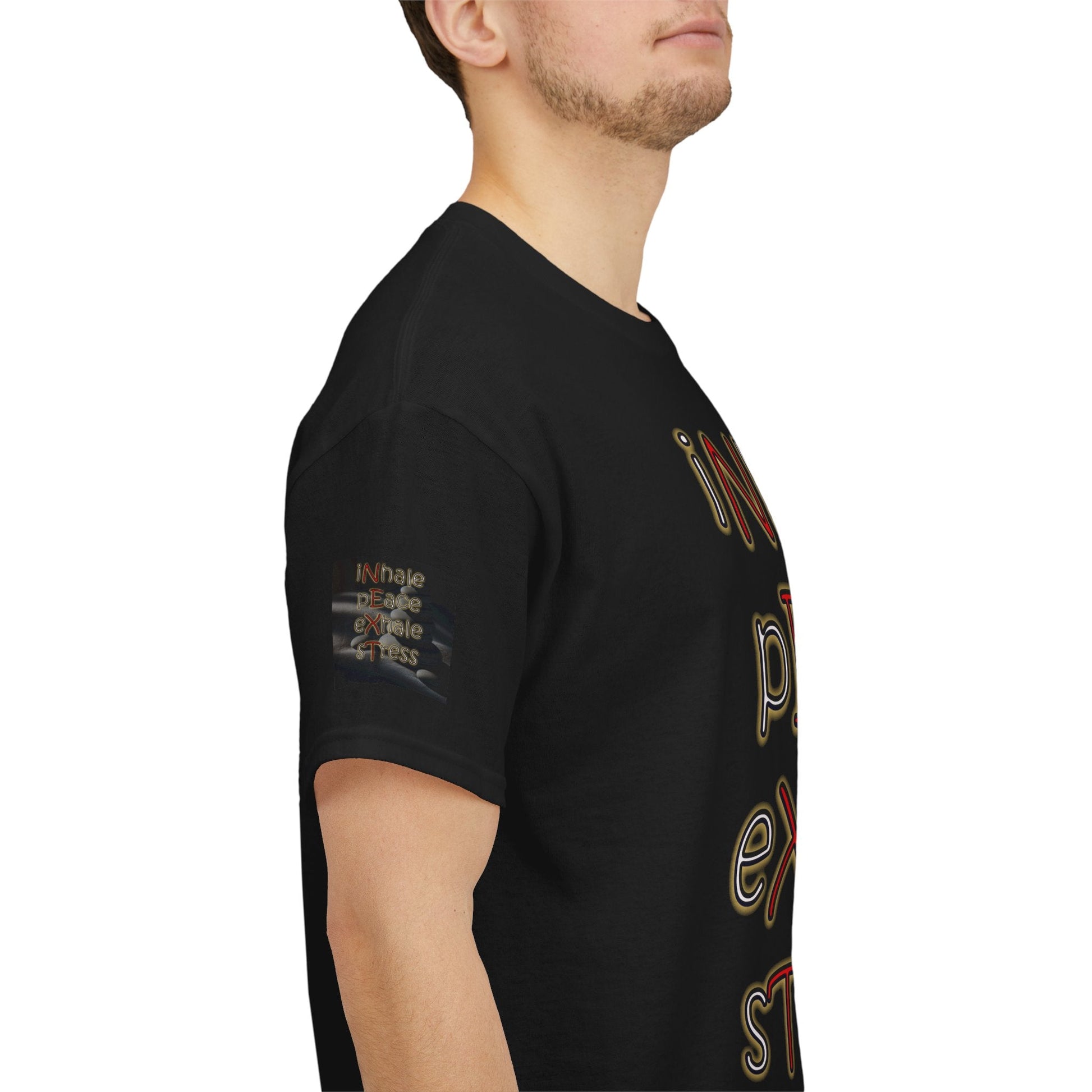 Unisex Heavy Cotton T-shirt - Inhale Peace Exhale Stress for Everyday