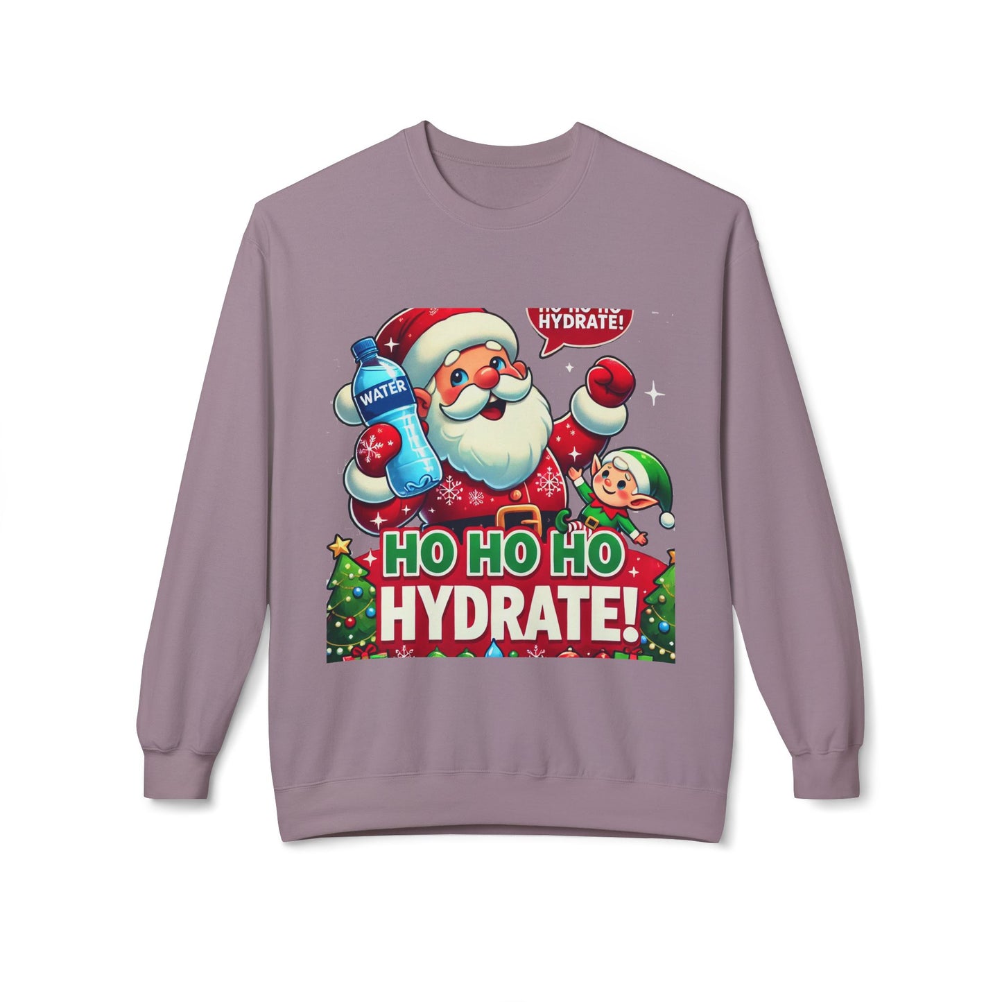 Unisex Midweight Softstyle Fleece Crewneck Sweatshirt" Ho Ho Ho Hydrate "