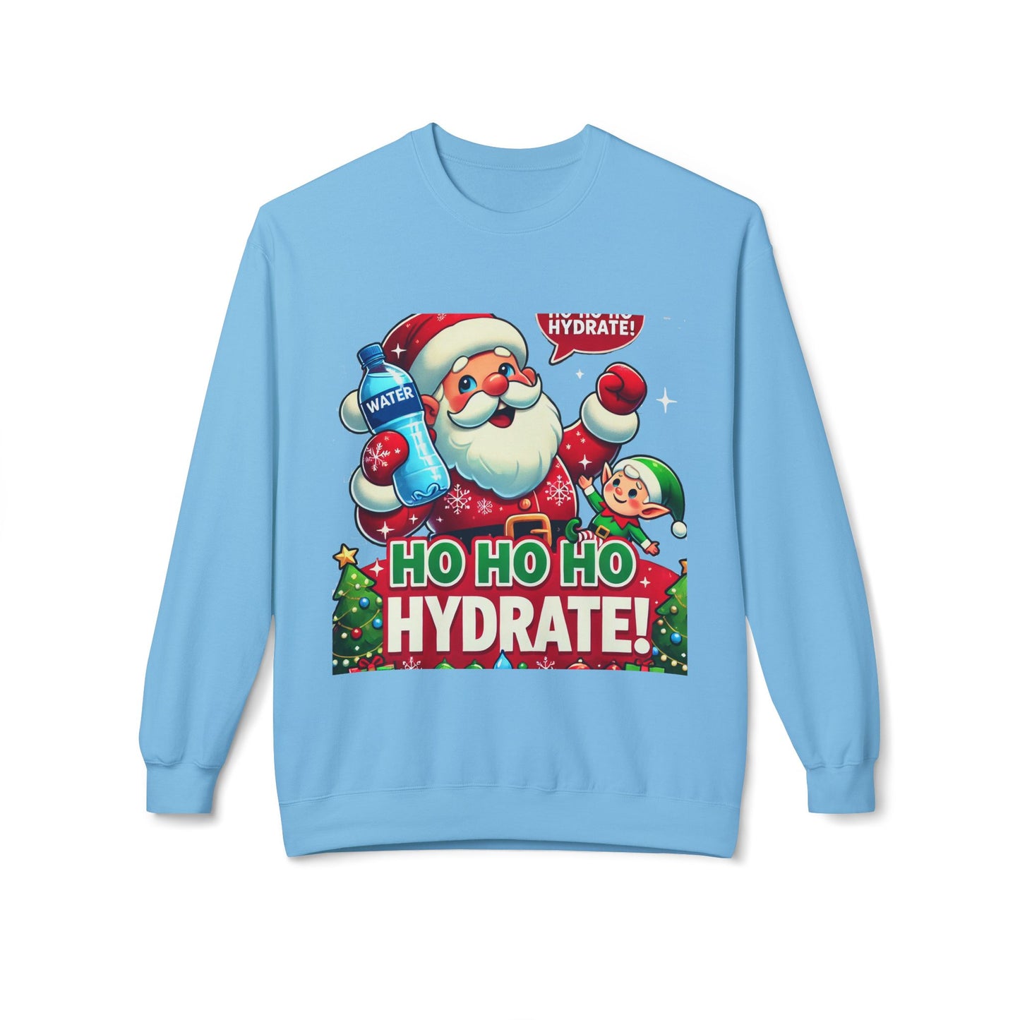 Unisex Midweight Softstyle Fleece Crewneck Sweatshirt" Ho Ho Ho Hydrate "