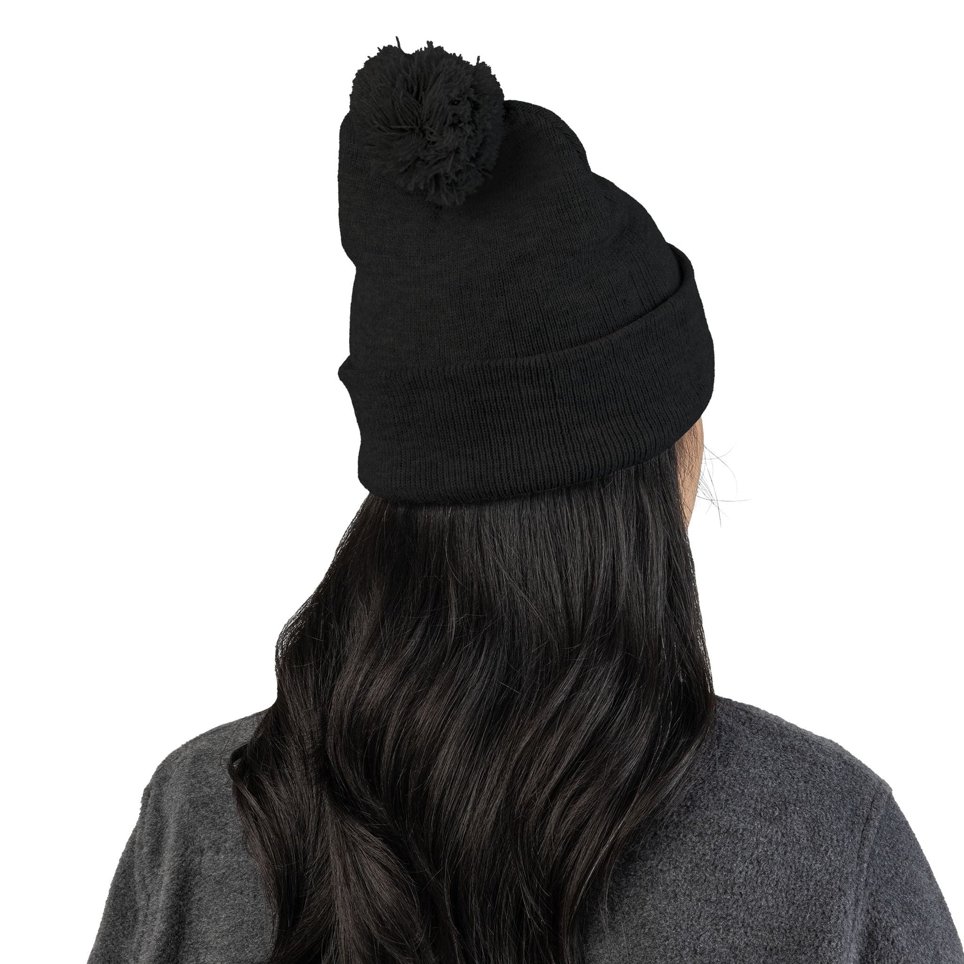Embroidered Pom-Pom Knit Cap - Cozy Winter Beanie for All Seasons