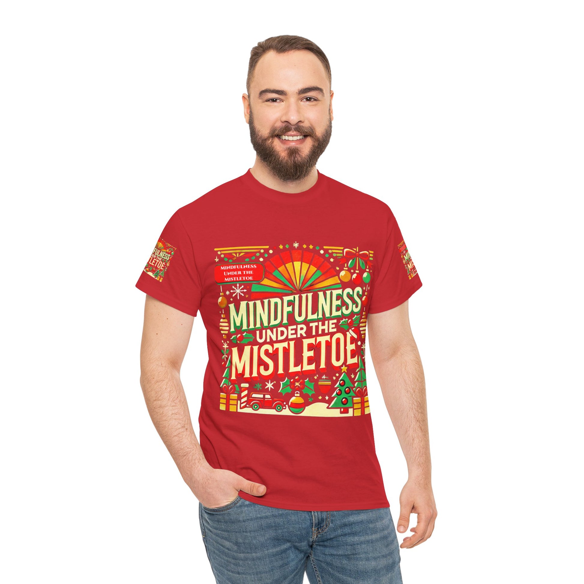 Unisex Heavy Cotton T-shirt - Mindfulness Under the Mistletoe Classic
