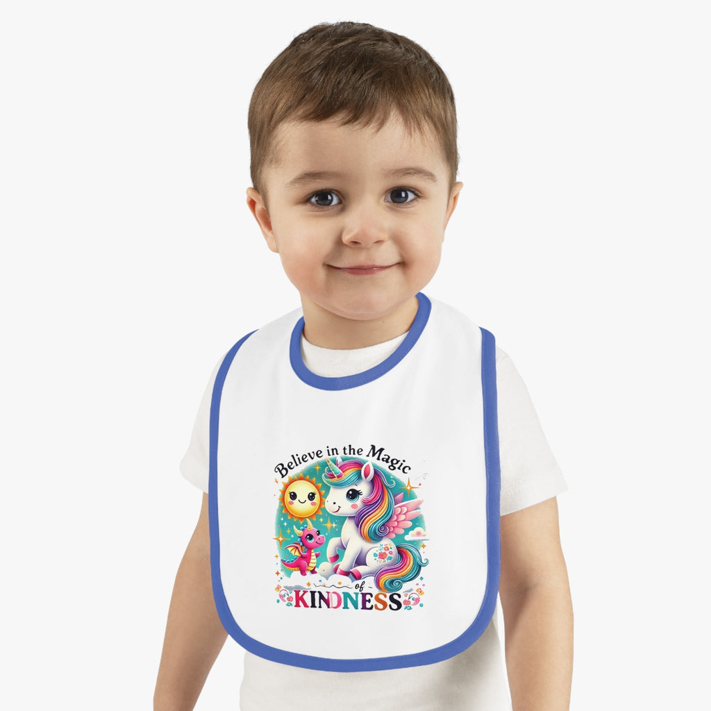Baby Contrast Trim Jersey Bib - Believe in the Magic Of Kindness
