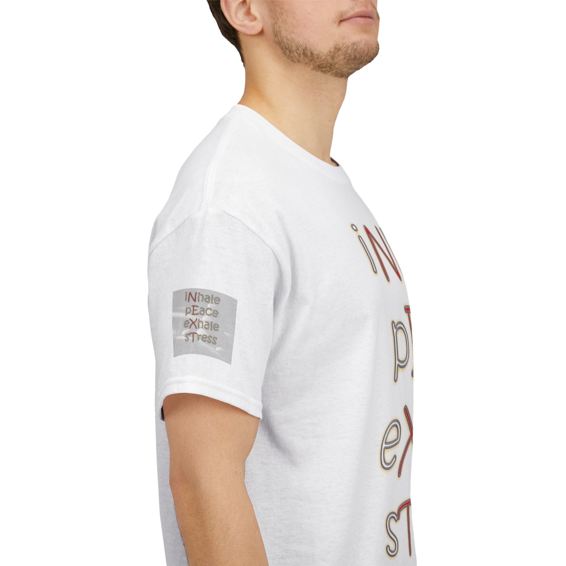 Unisex Heavy Cotton T-shirt - Inhale Peace Exhale Stress for Everyday