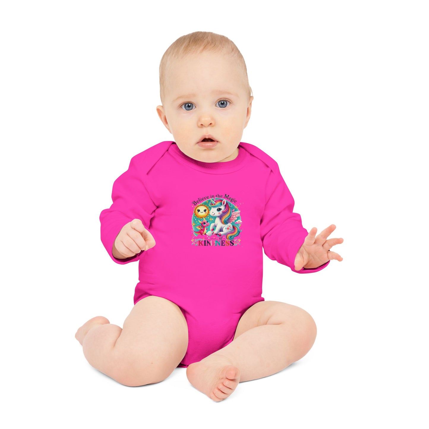 Baby Long-Sleeve Organic Bodysuit"Believe in the Magic of Kindness"