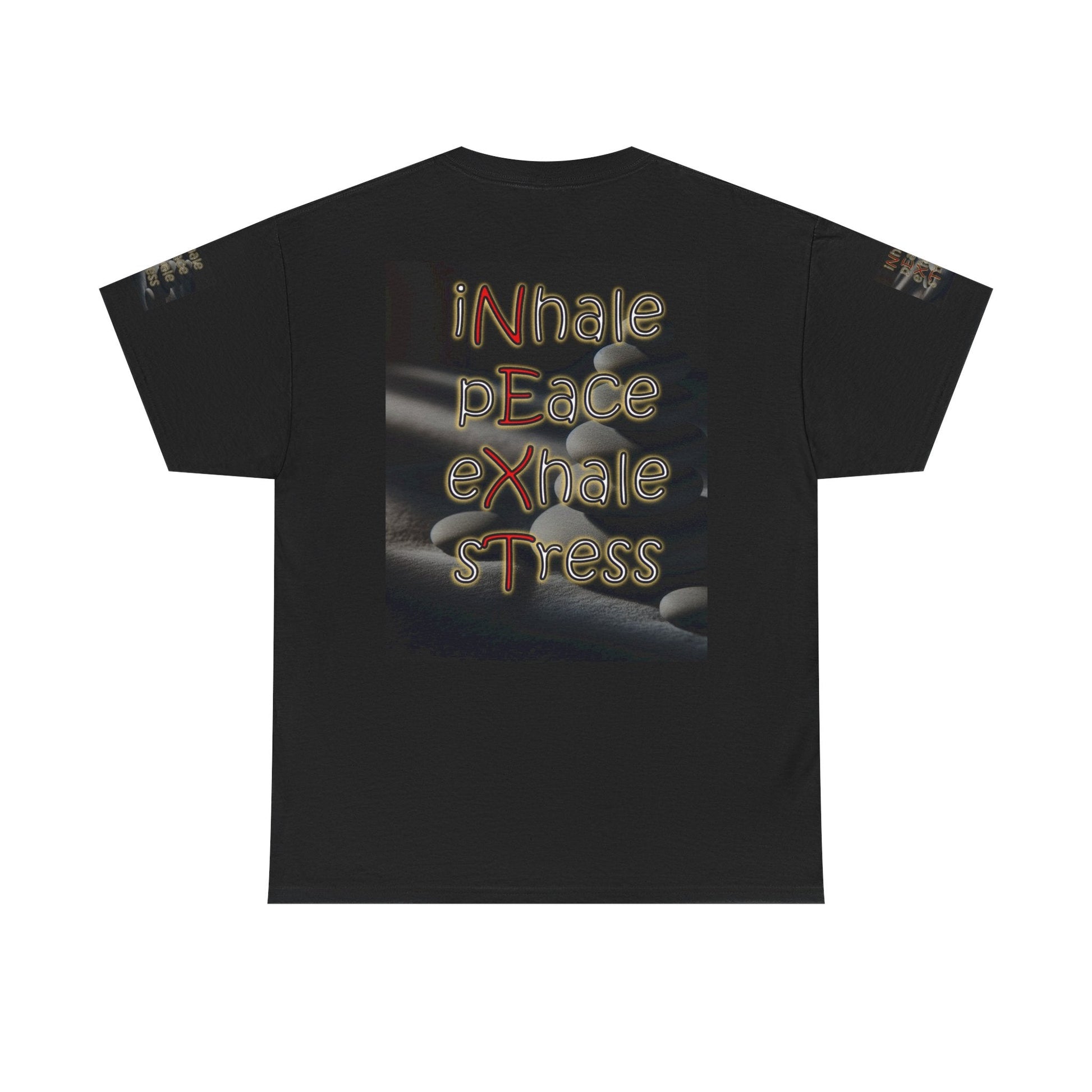 Unisex Heavy Cotton T-shirt - Inhale Peace Exhale Stress for Everyday