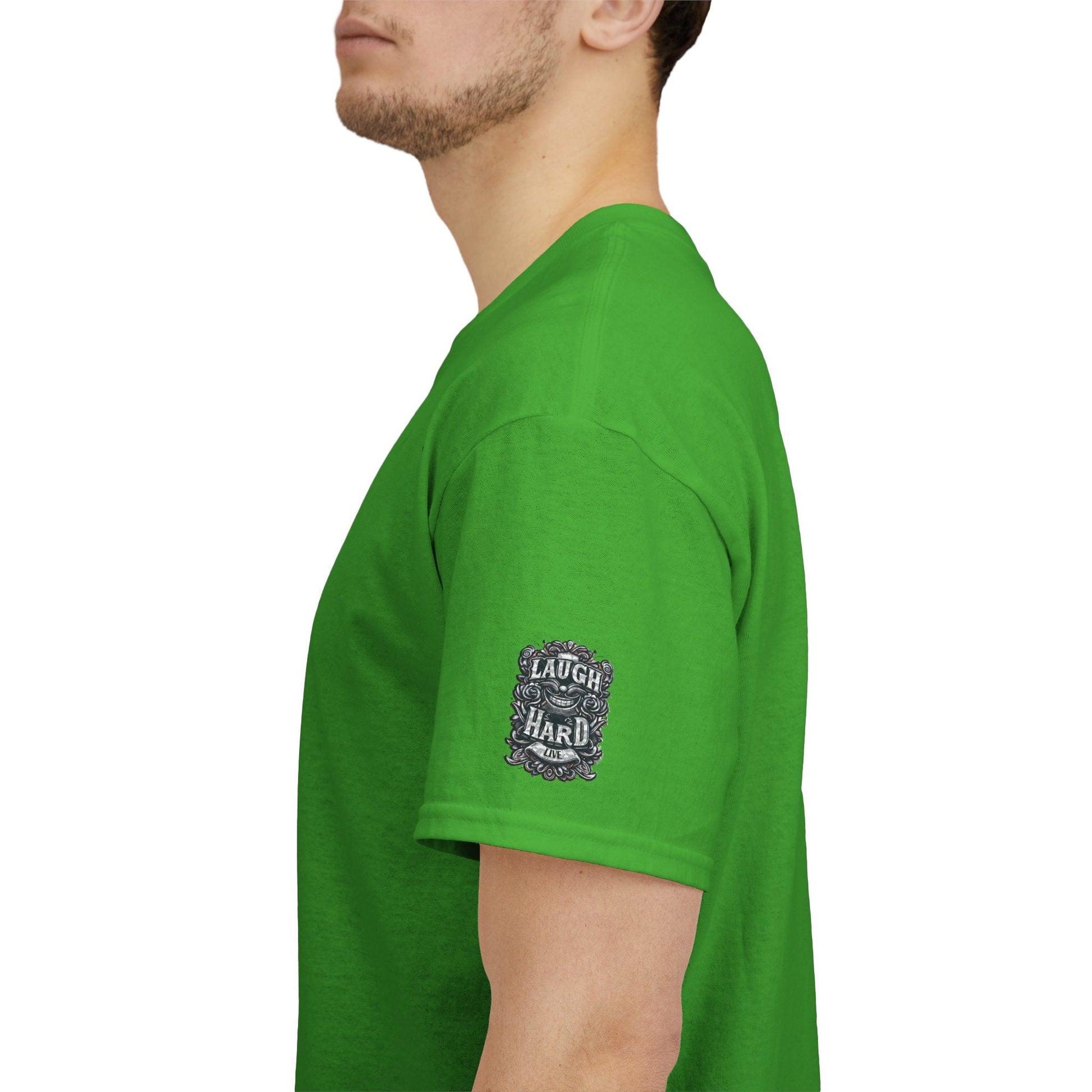 Unisex Heavy Cotton T-shirt - Laugh Hard - B&W Classic Comfort