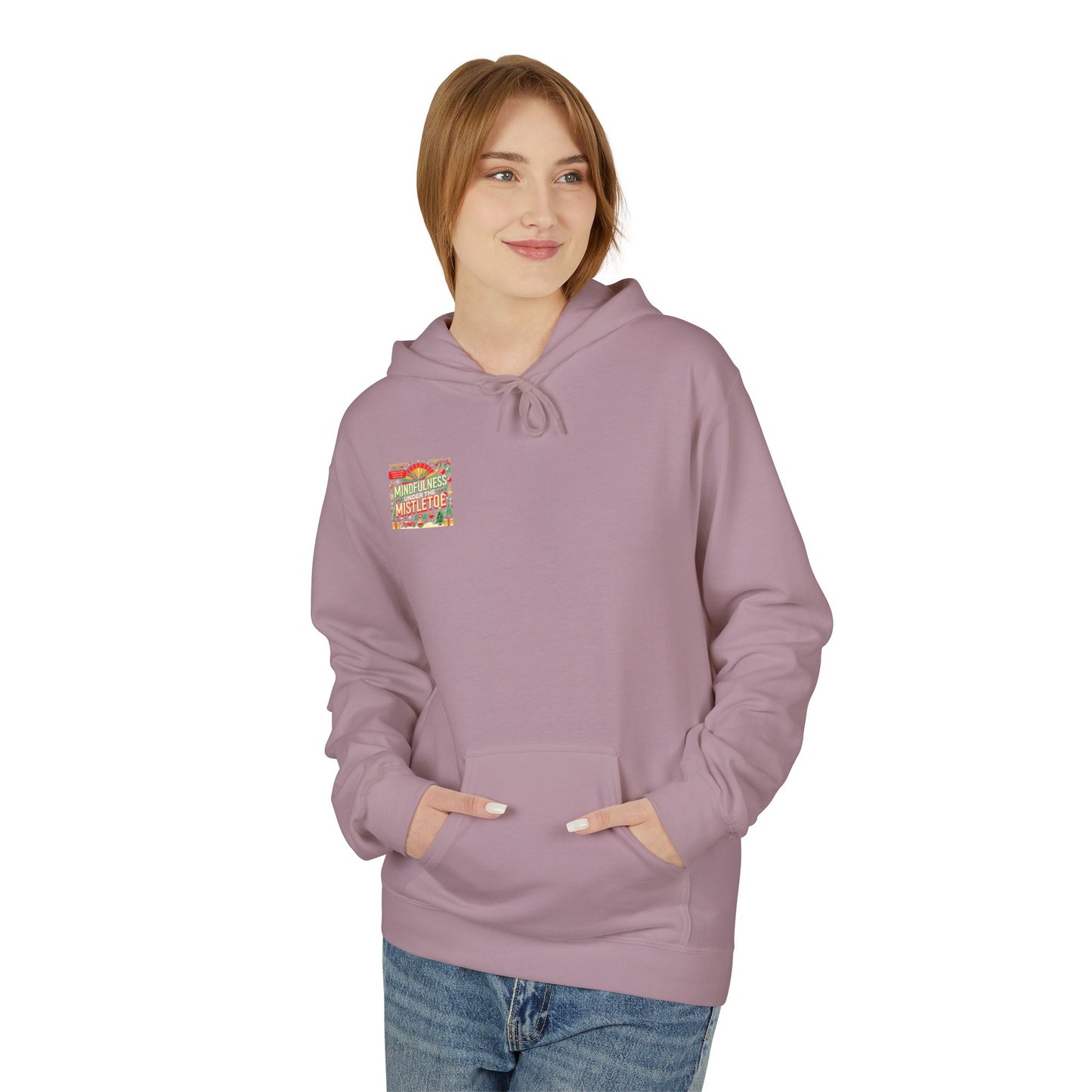 Unisex Midweight Softstyle Fleece Hoodie " Mindfulness Under the Mistletoe "