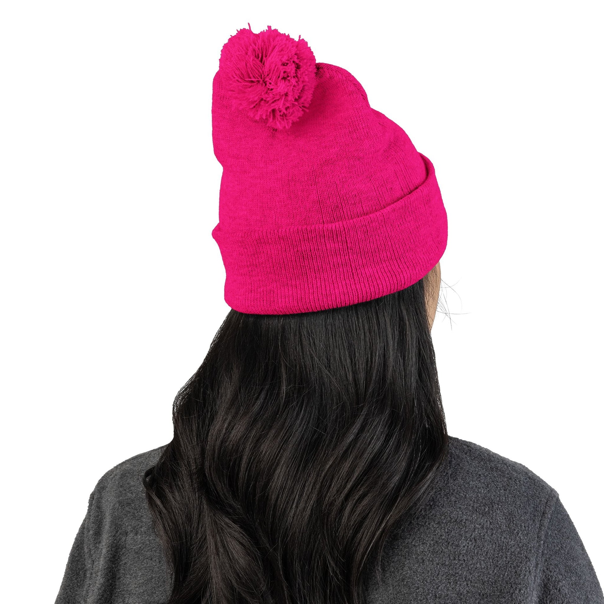 Embroidered Pom-Pom Knit Cap - Cozy Winter Beanie for All Seasons