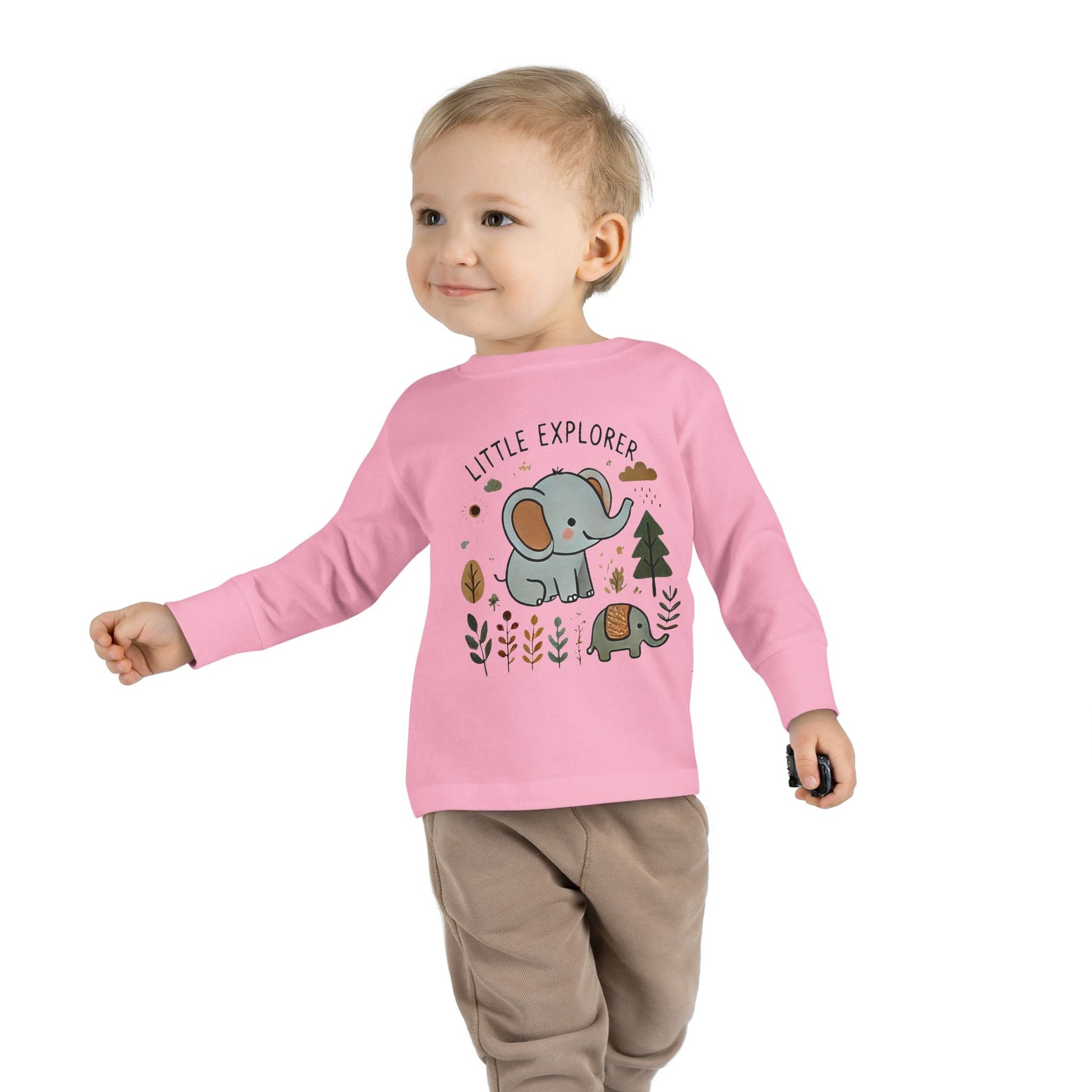 Toddler Long Sleeve T-shirt - Little Explorer Elephant Design
