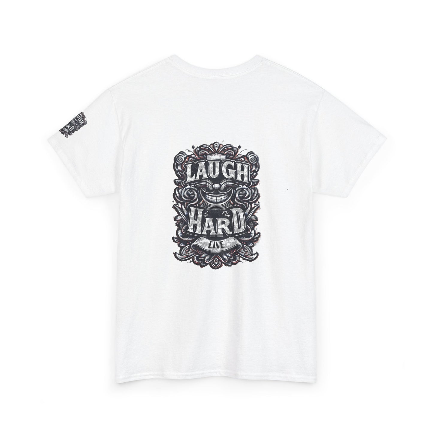 Unisex Heavy Cotton Tee " Laugh Hard" B&W