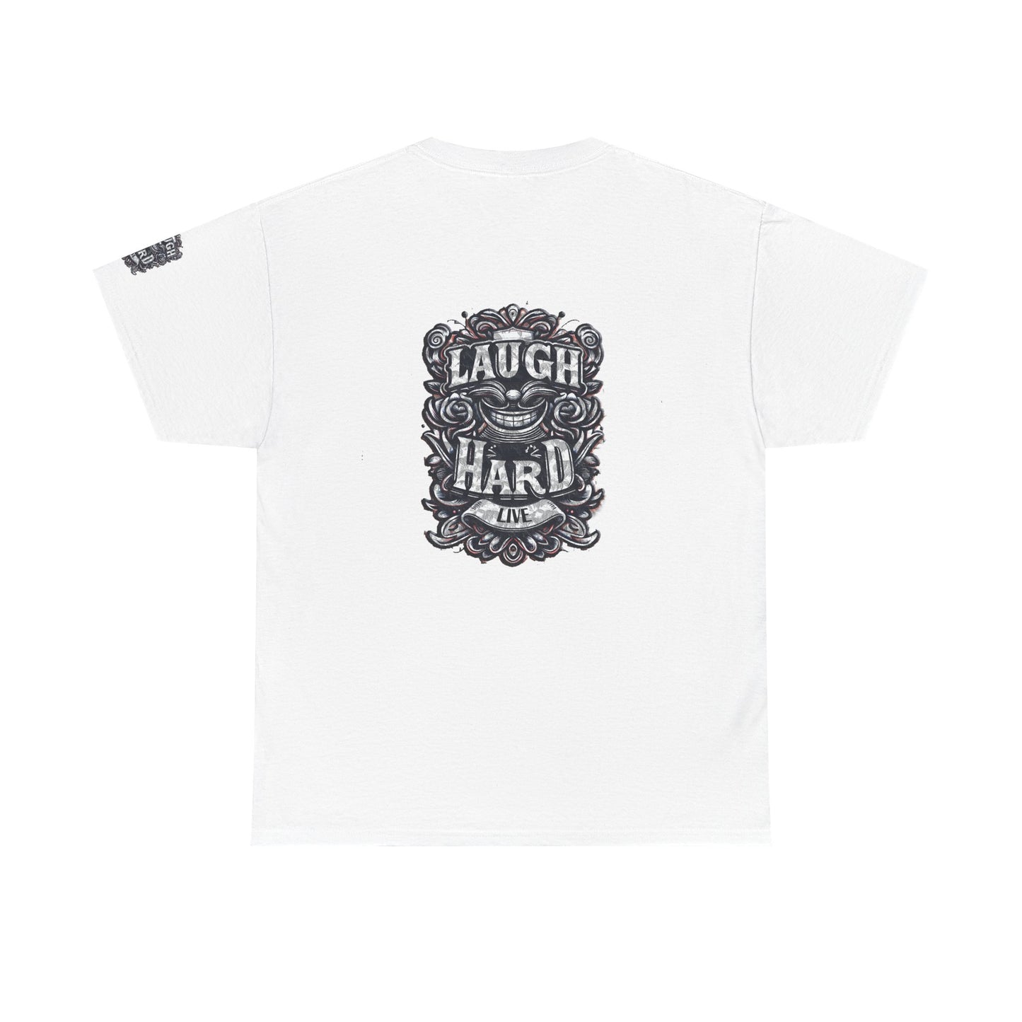 Unisex Heavy Cotton Tee " Laugh Hard" B&W