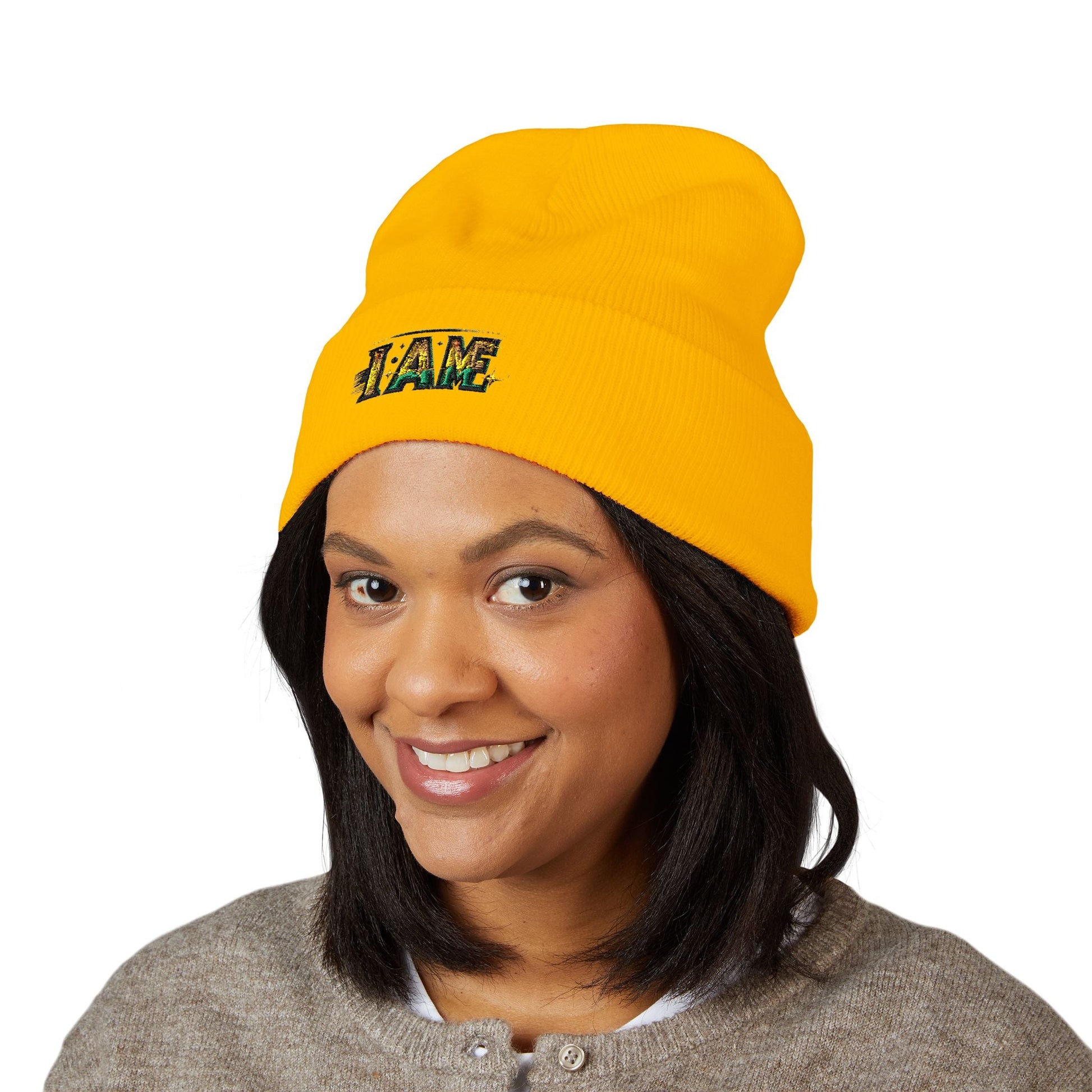 I AM Embroidered Classic Cuffed Beanie - Cozy Winter Headwear