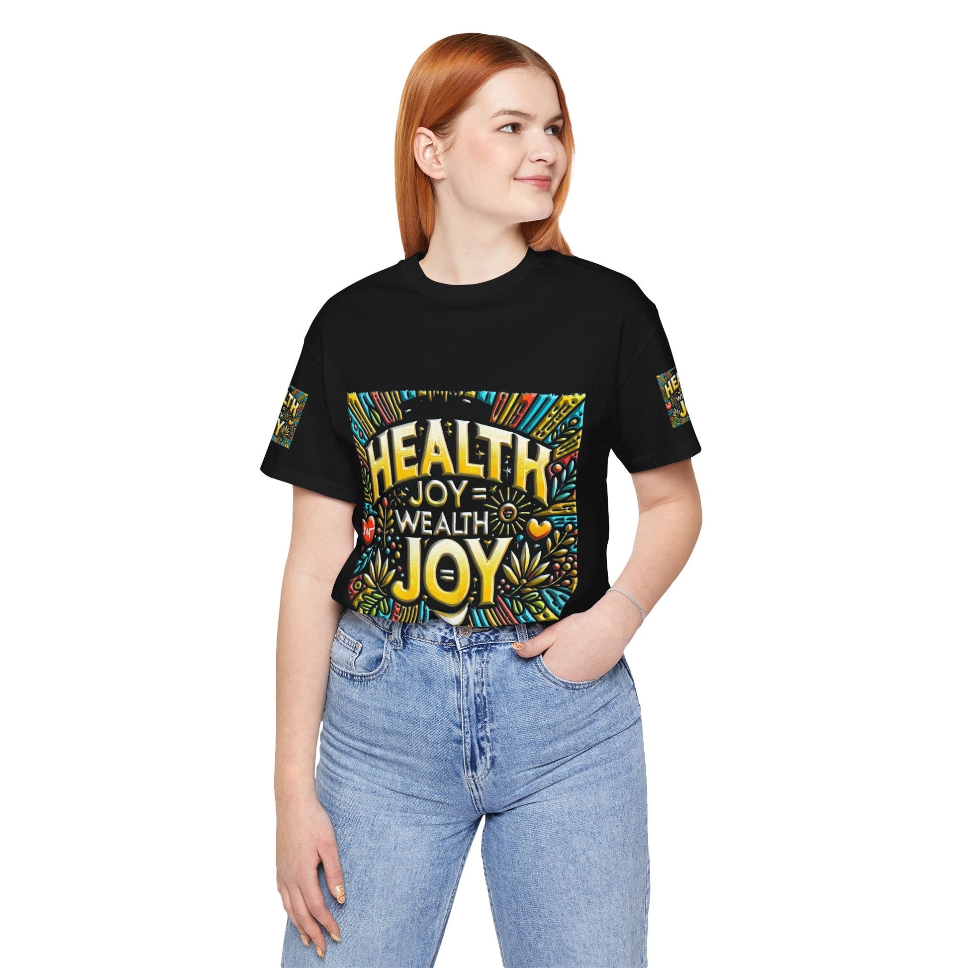 Unisex Jersey Short Sleeve T-shirt – Health Joy Wealth Joy | Comfy Fit