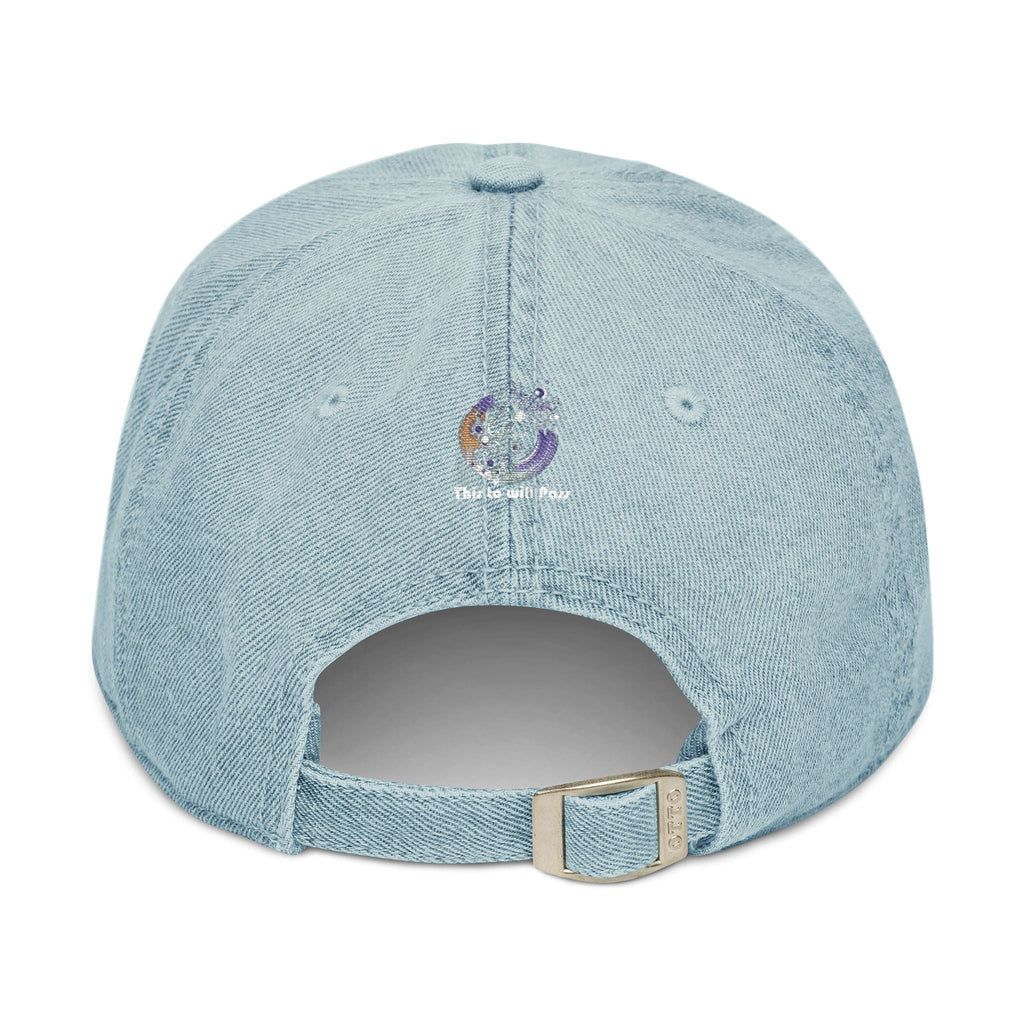 This Too Will Pass Denim Hat - Stylish Embroidered Cap Vintage Message.