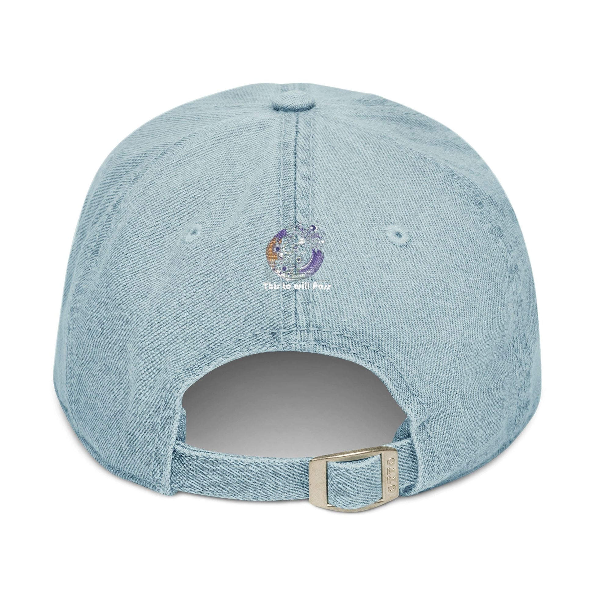 This Too Will Pass Denim Hat - Stylish Embroidered Cap Vintage Message.