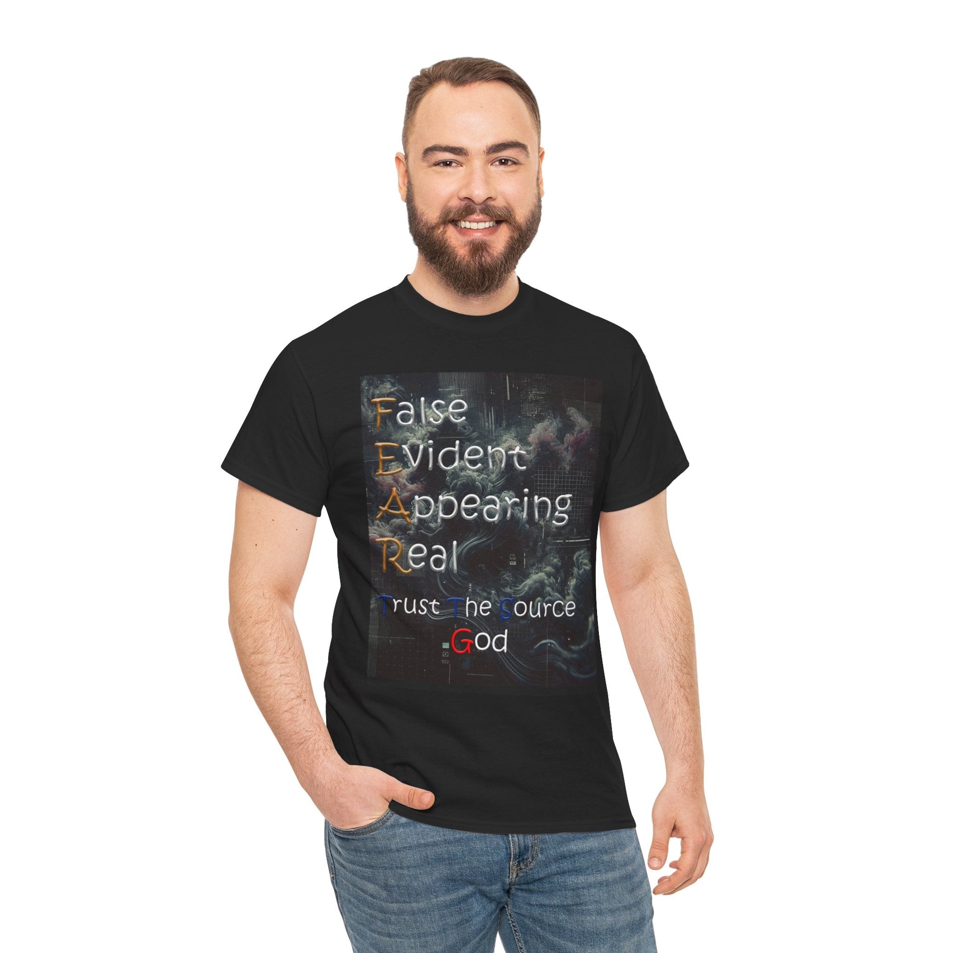 Inspirational Unisex Heavy Cotton T-shirt - False Evidence Appearing Real