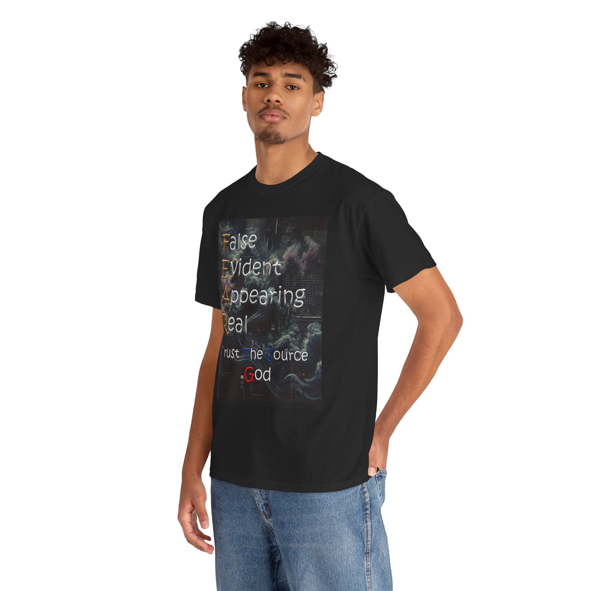 Inspirational Unisex Heavy Cotton T-shirt - False Evidence Appearing Real