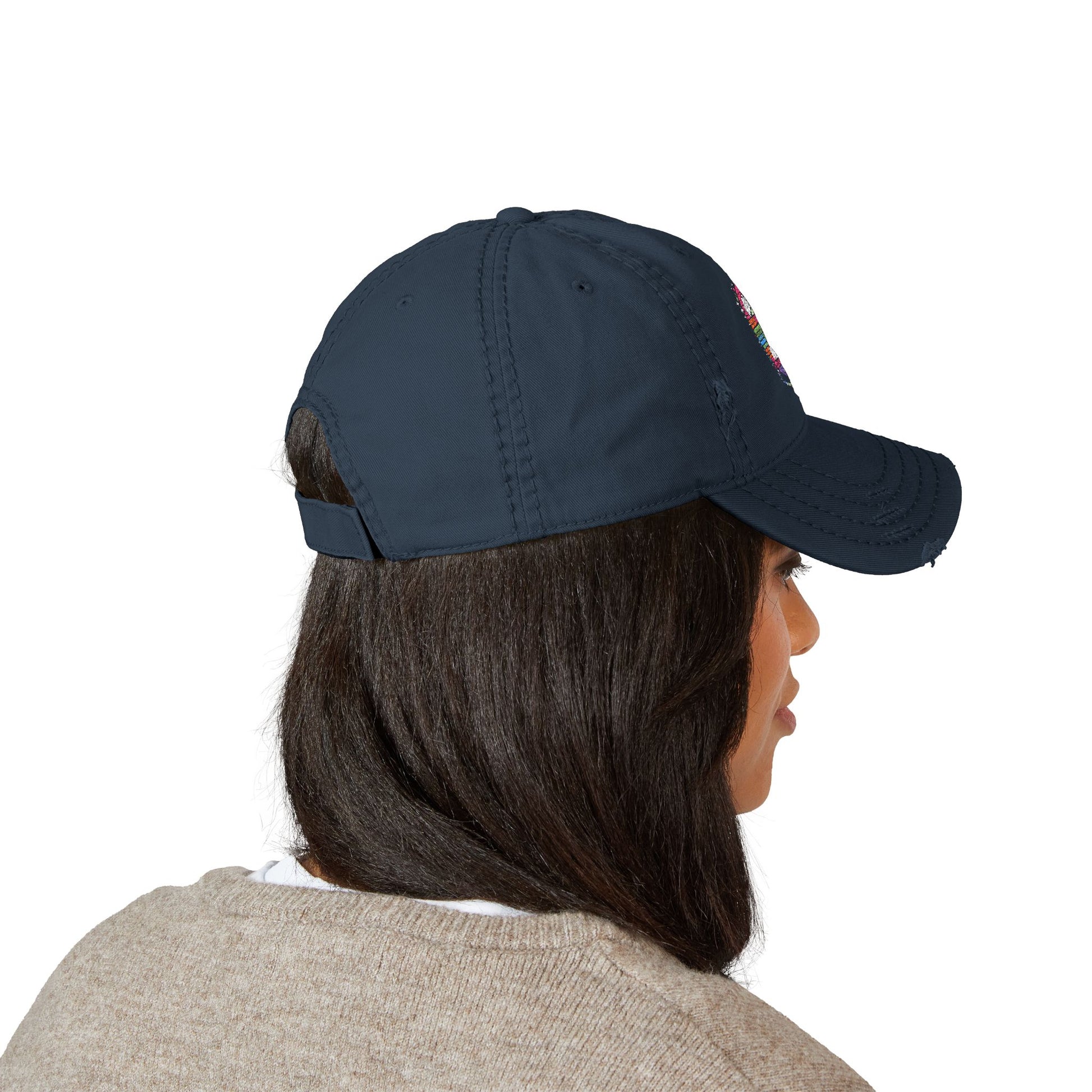 Distressed Dad Hat - Embroidered Casual Stylish Comfort for Everyday Wear