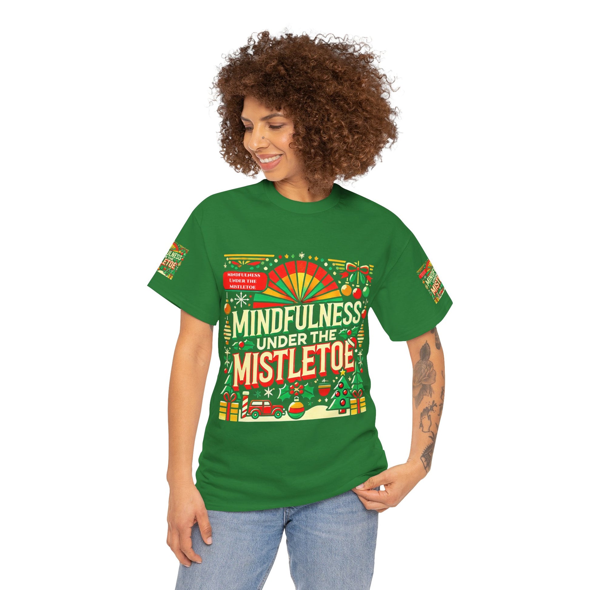 Unisex Heavy Cotton T-shirt - Mindfulness Under the Mistletoe Classic
