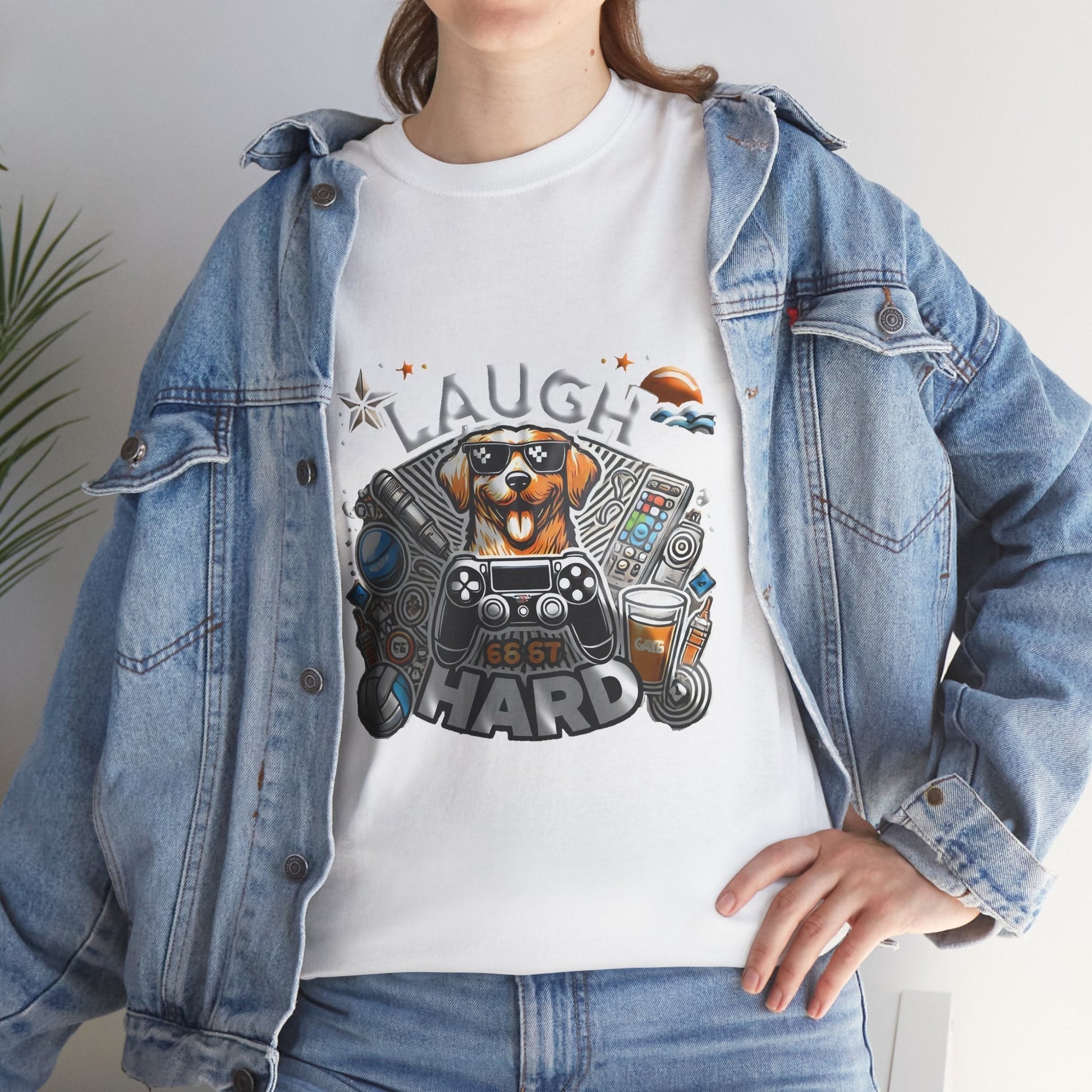 Heavy Cotton T-shirt " Laugh Hard " Classic Comfort, for Everyday