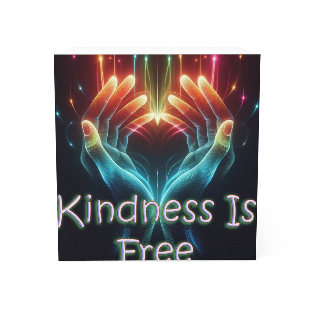 Note Cube Kindness is Free sticky note cube with glowing hands design and inspirational message