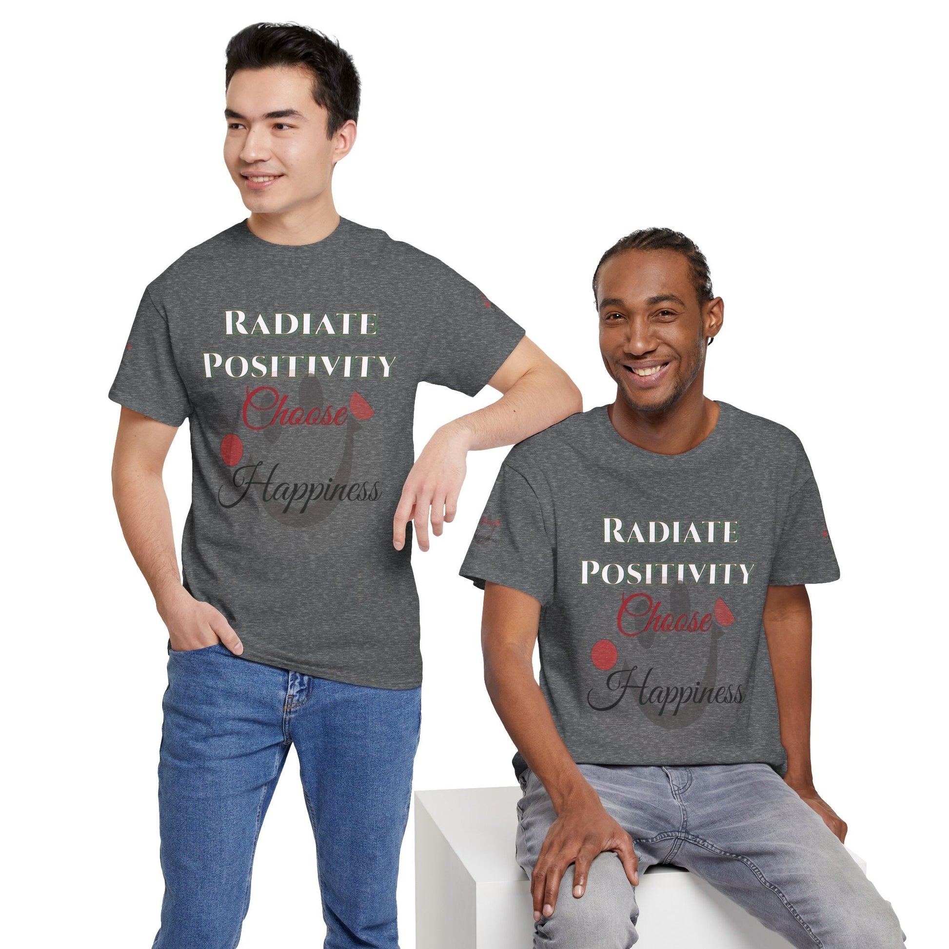 Unisex Heavy Cotton T-shirt - Radiate Positivity - Choose Happiness